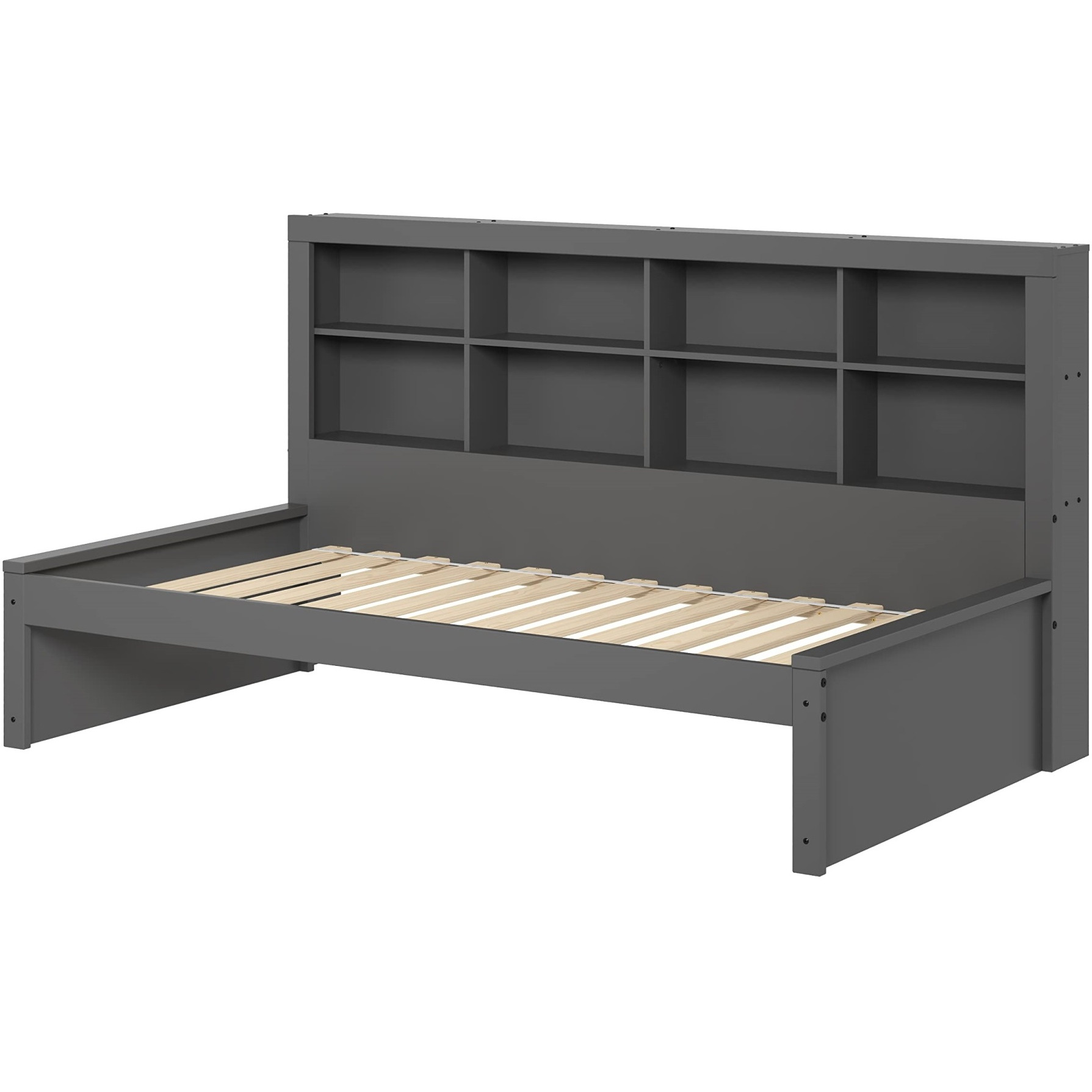 Twin Bookcase Day Bed in Dark Grey