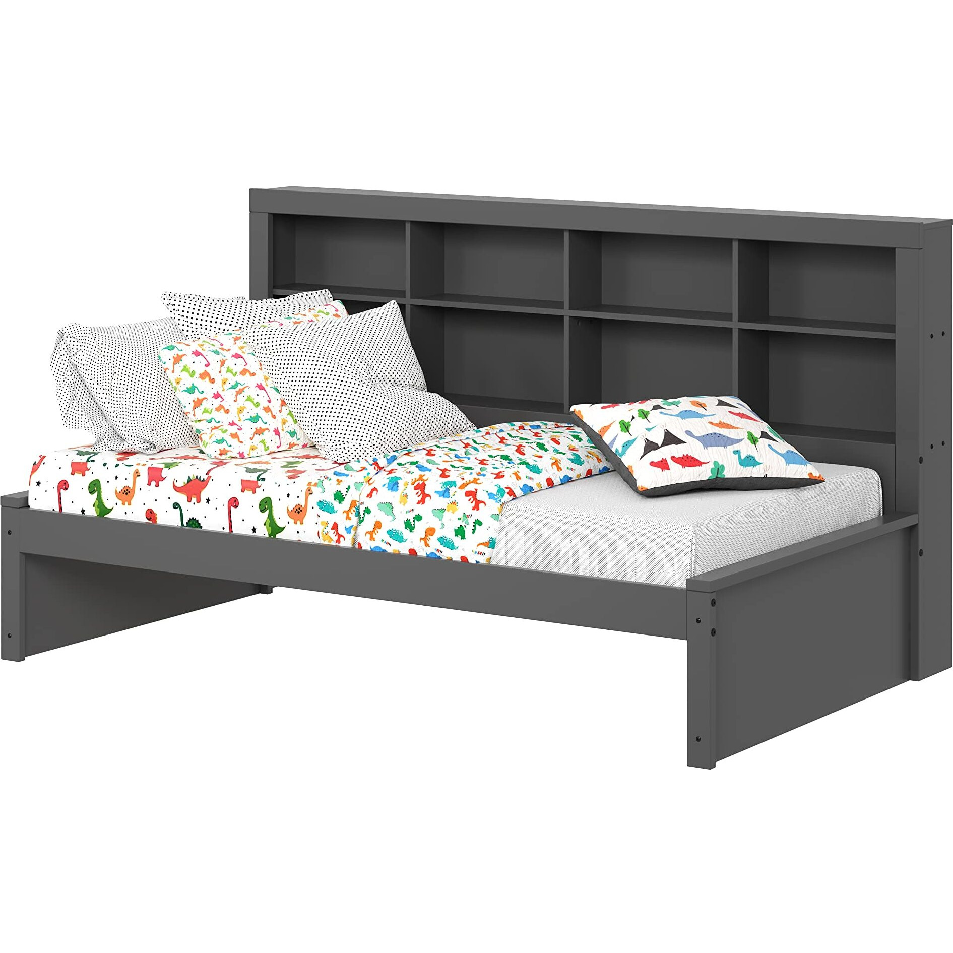 Twin Bookcase Day Bed in Dark Grey