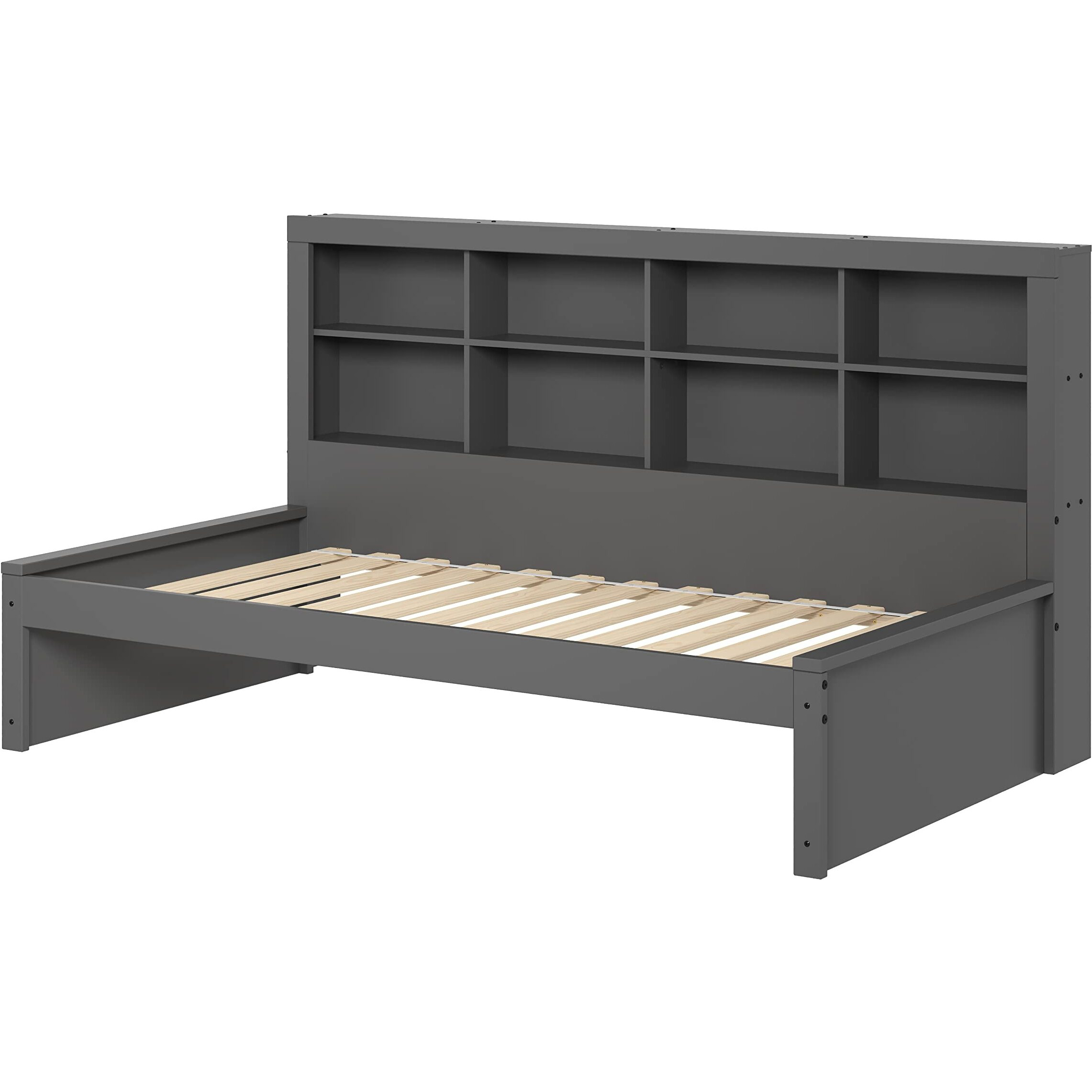 Twin Bookcase Day Bed in Dark Grey