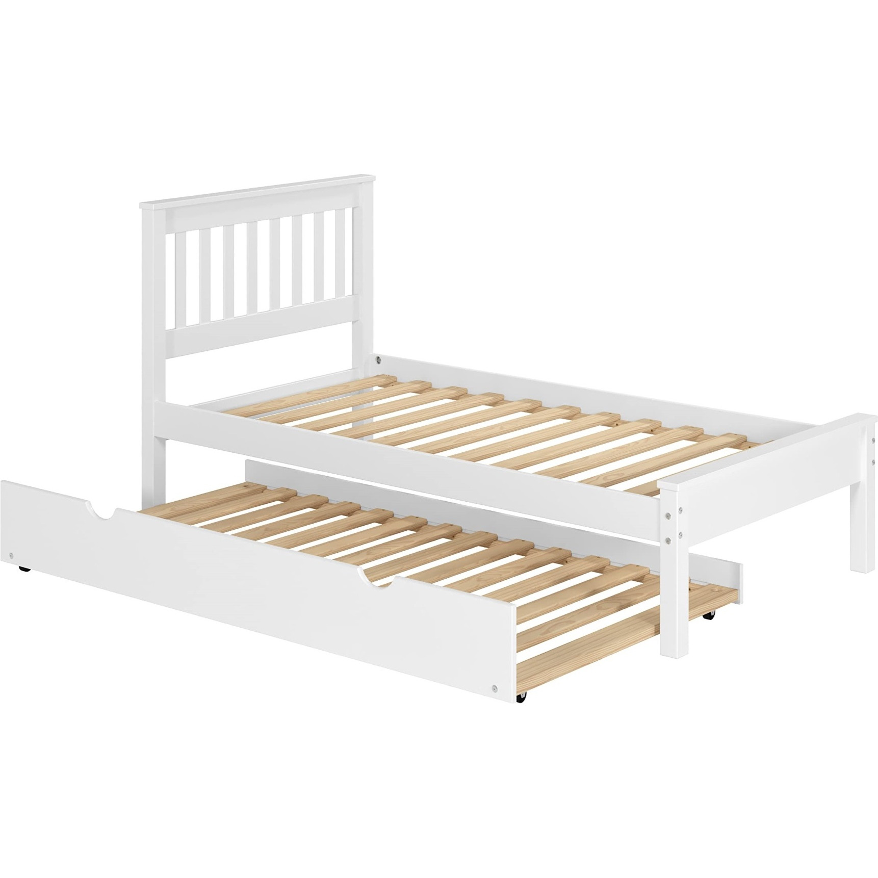 Contempo Mission Twin White Bed with Twin Trundle