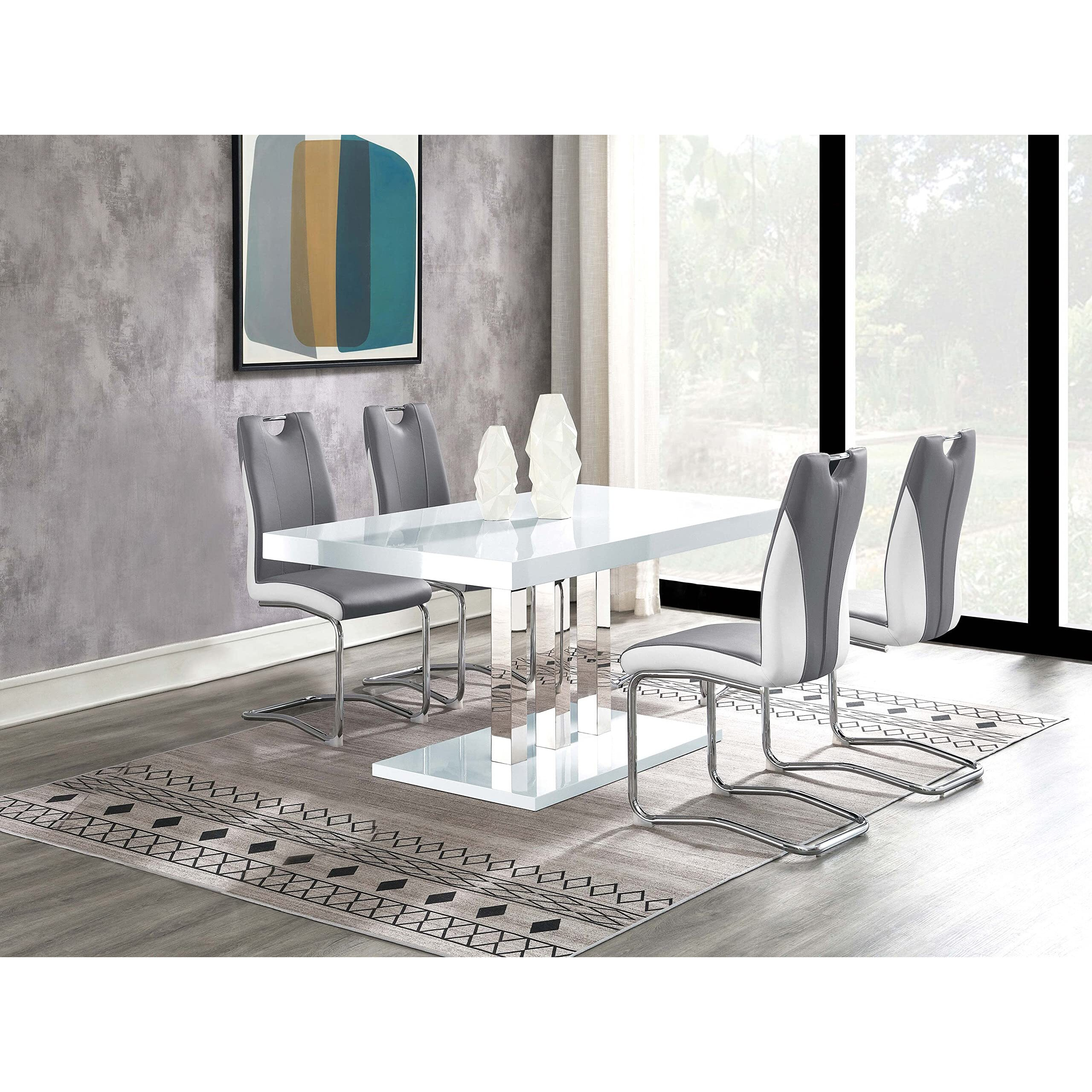 Brooklyn 5-piece Dining Set White and Chrome
