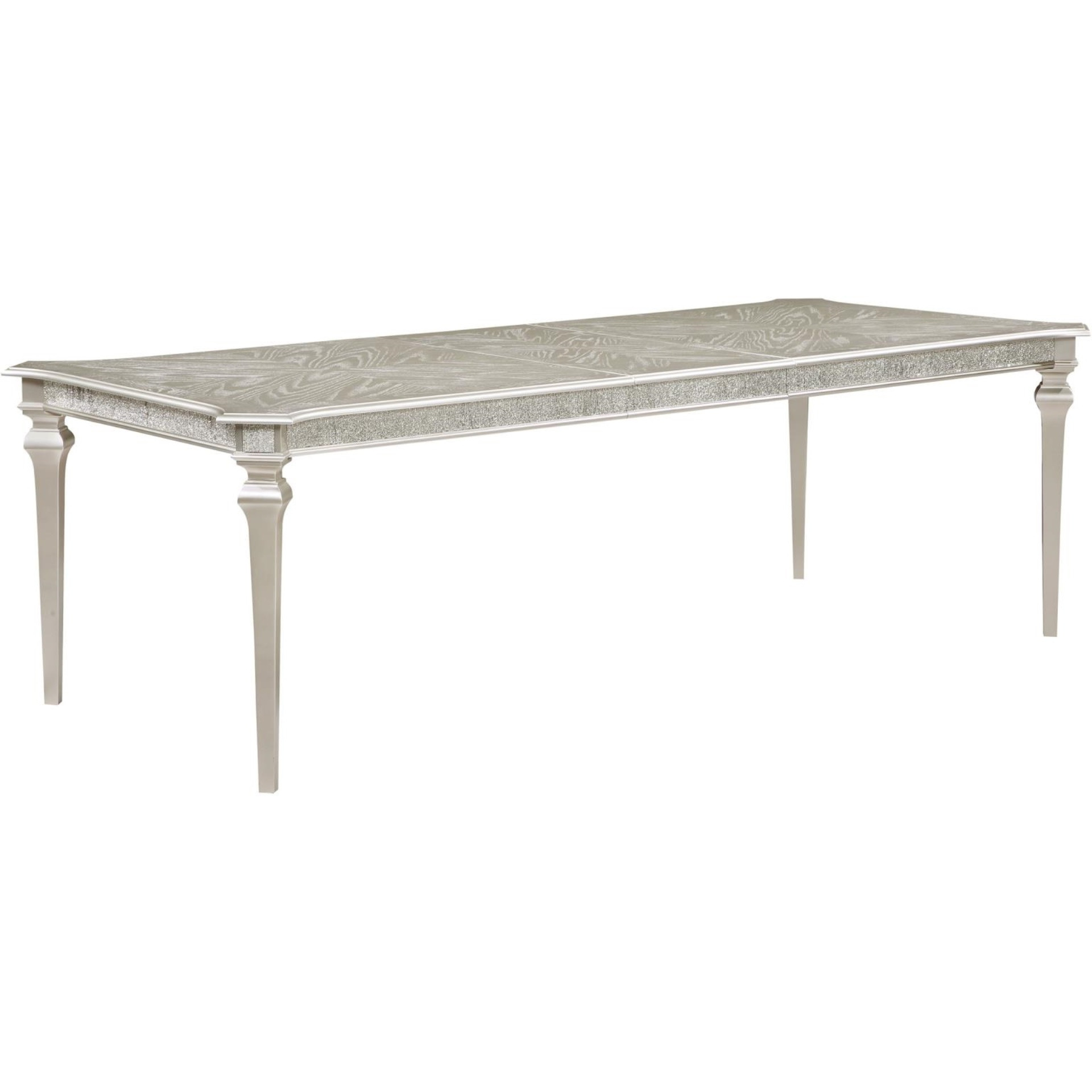 Evangeline Rectangular Dining Table with Extension Leaf Silver