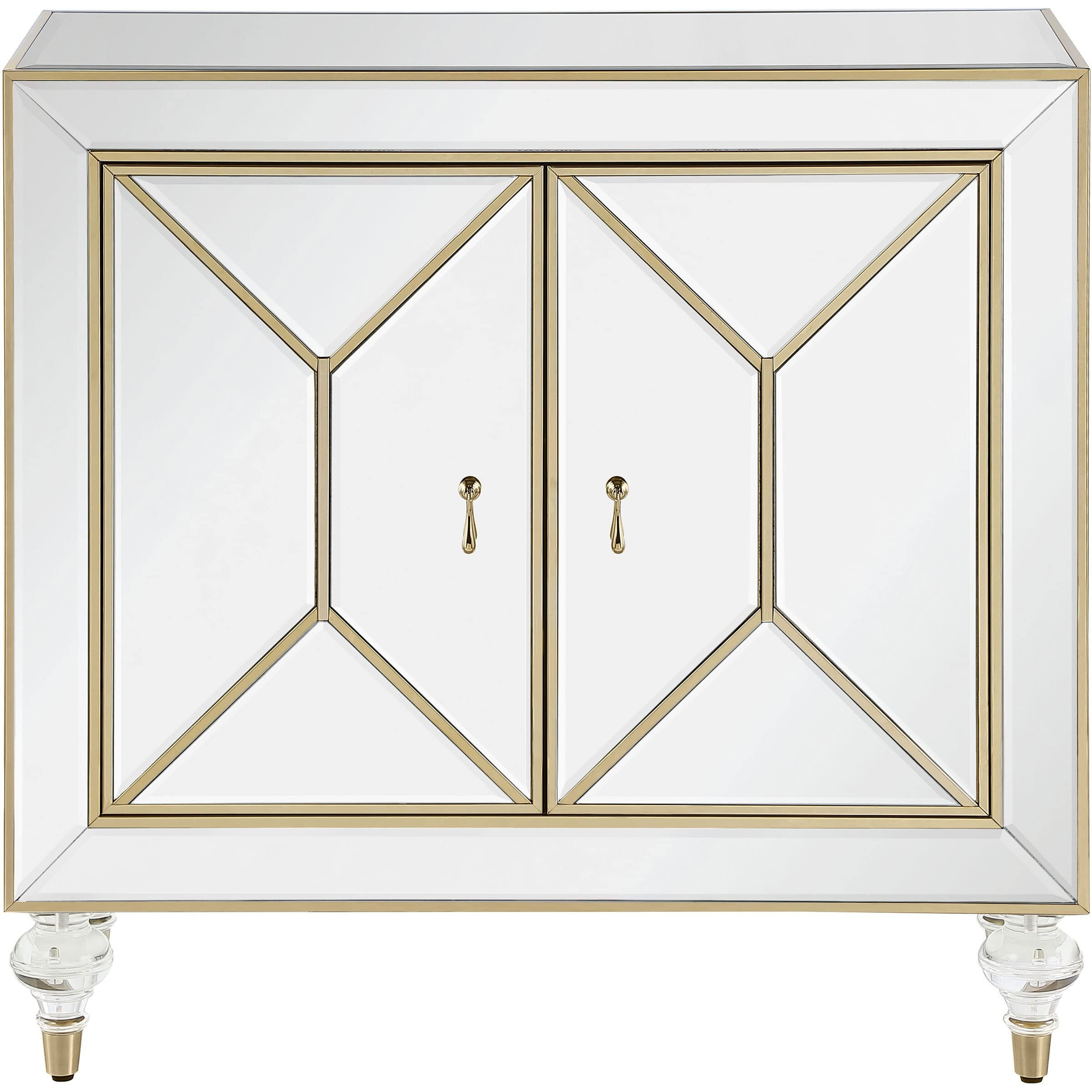 Lupin 2-door Accent Cabinet Mirror and Champagne