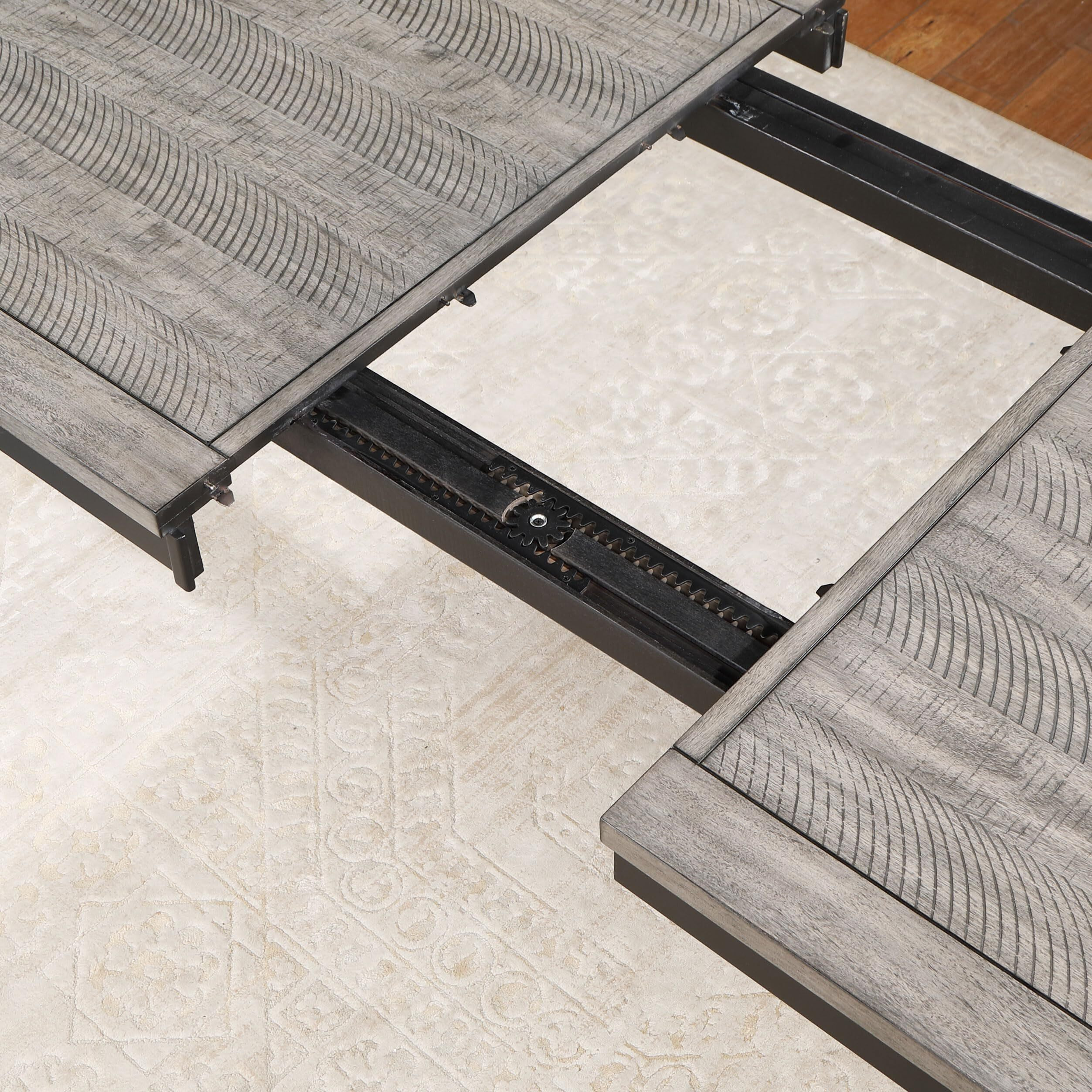 Elodie Rectangular Dining Table with Extension Leaf Grey and Black