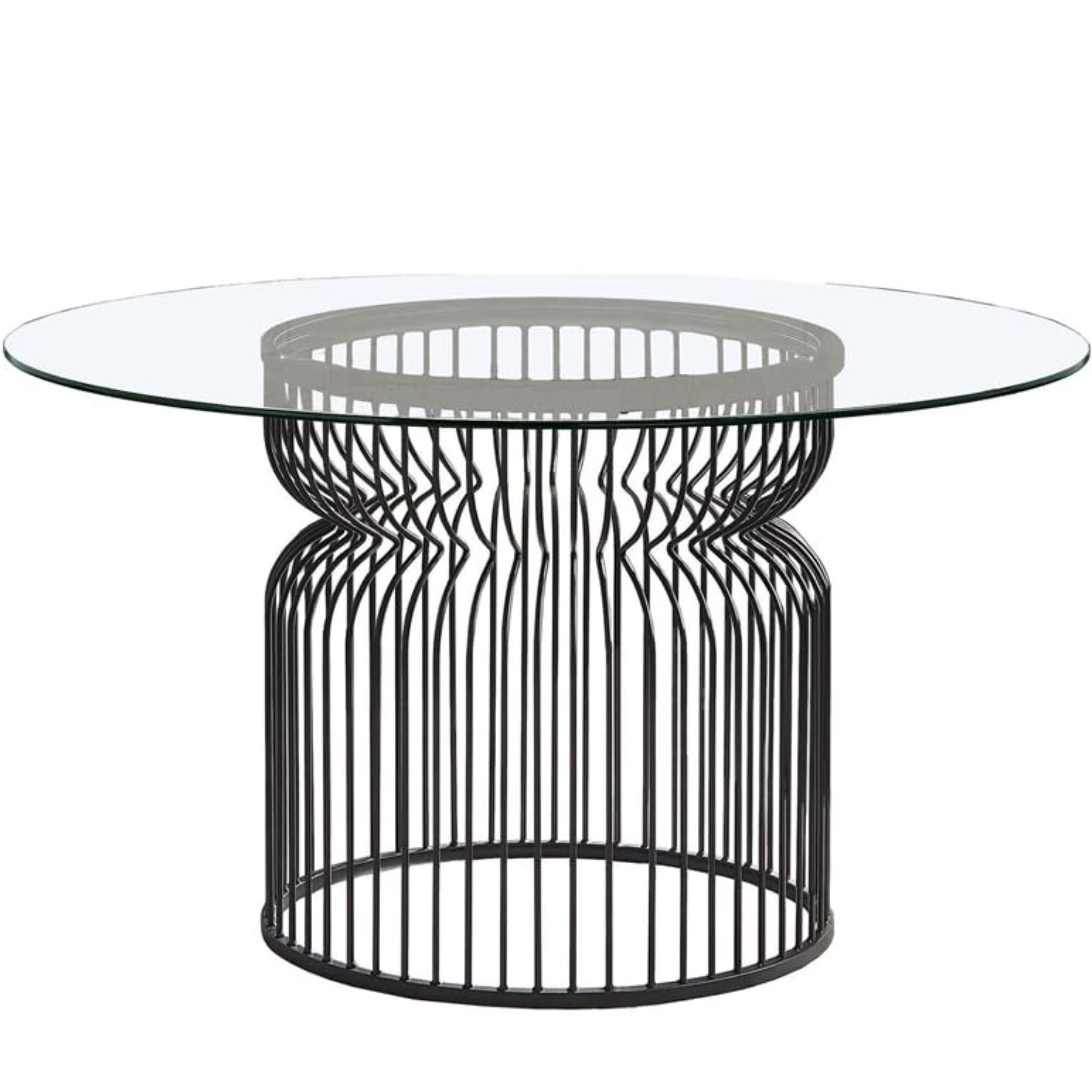 Granvia Round Glass Top Dining Table Clear and Gunmetal