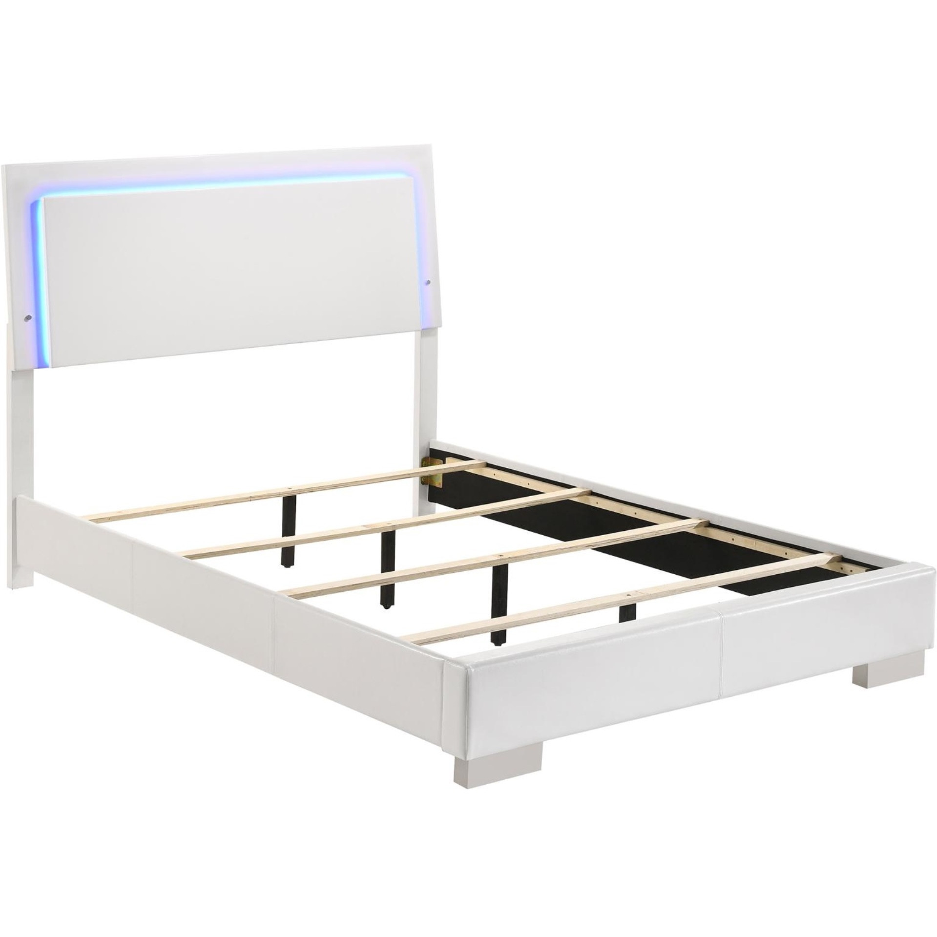 Felicity Full Panel Bed with LED Lighting Glossy White