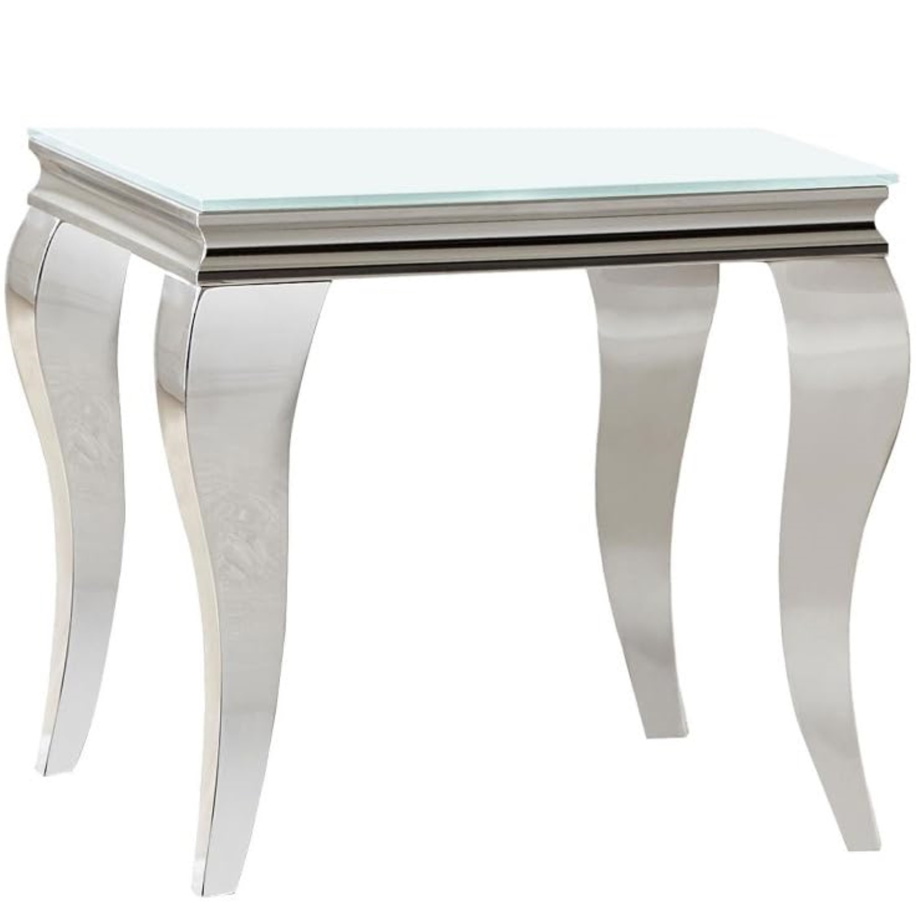 Luna Square End Table White and Chrome