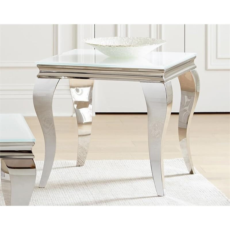 Luna Square End Table White and Chrome