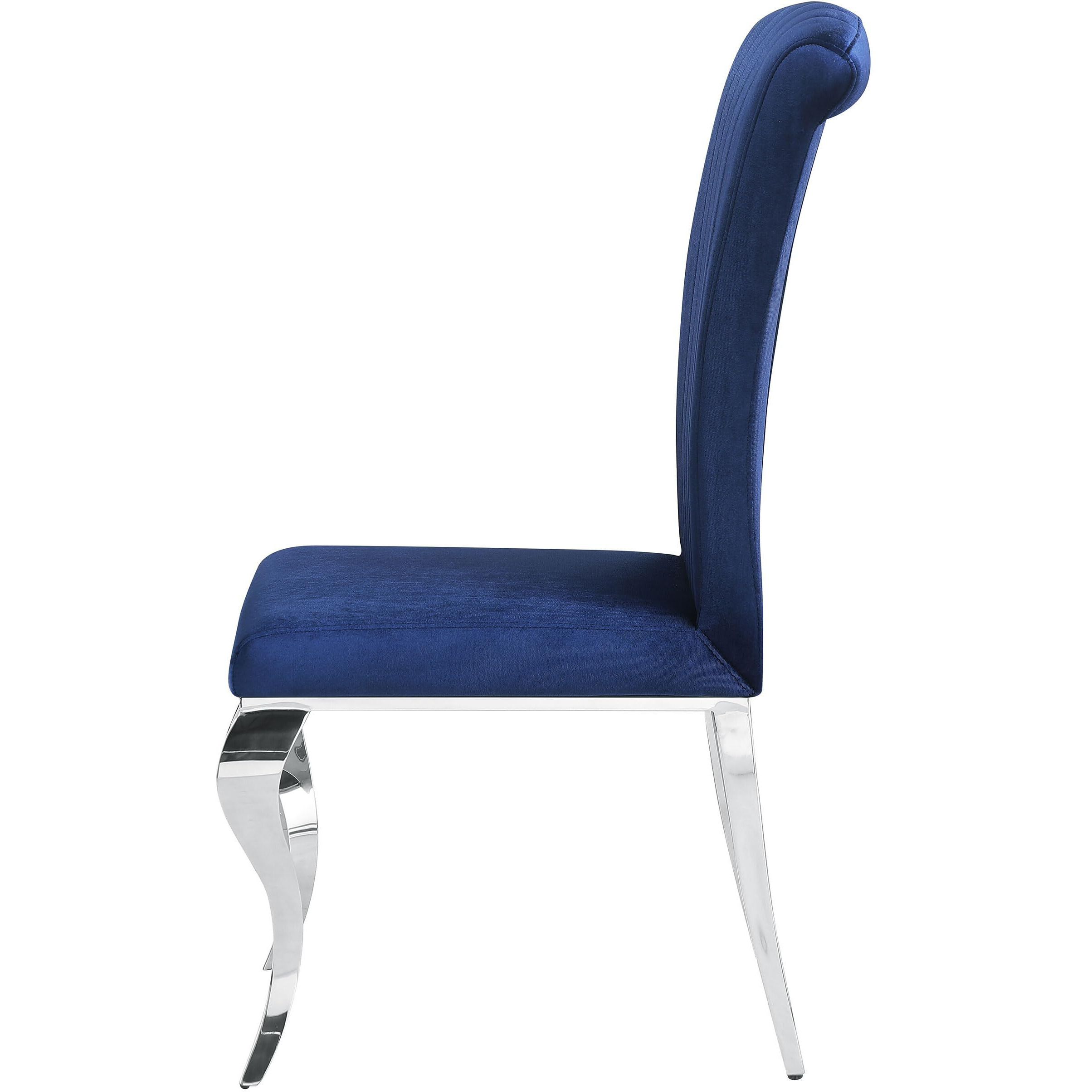 Betty Upholstered Side Chairs Ink Blue and Chrome (Set of 4)
