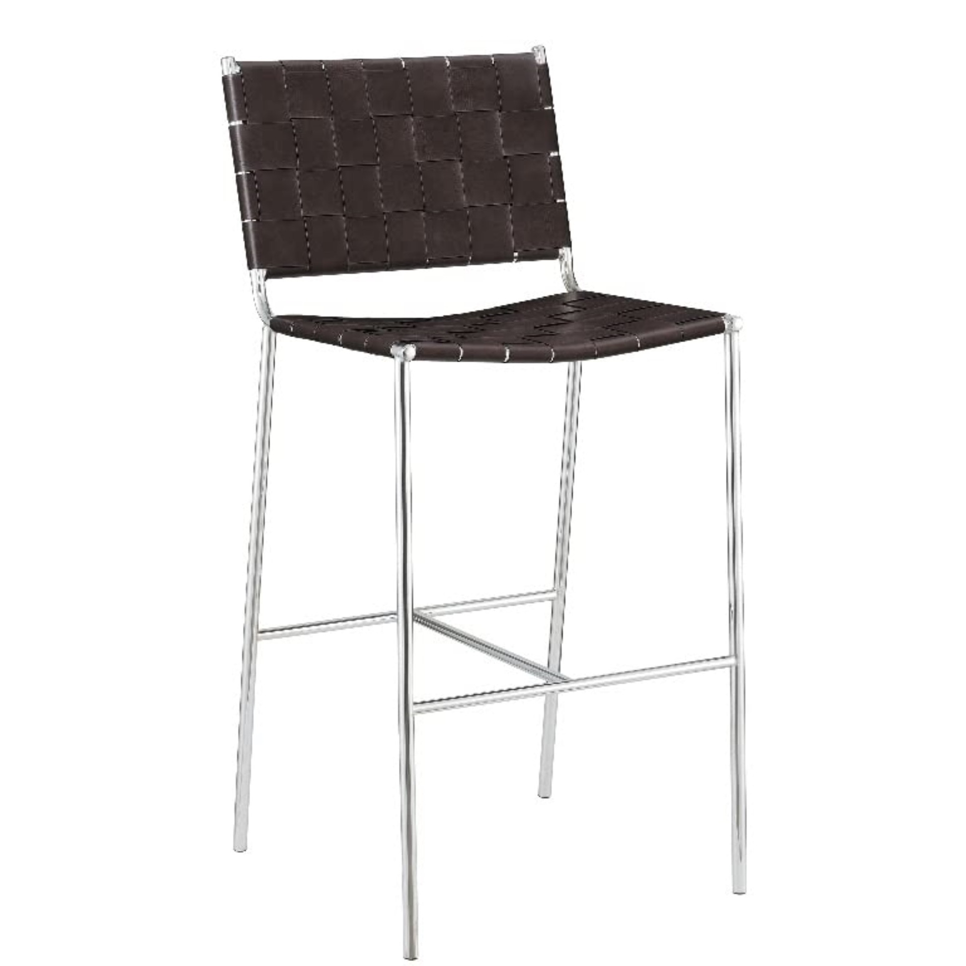 Adelaide Upholstered Bar Stool with Open Back Brown and Chrome