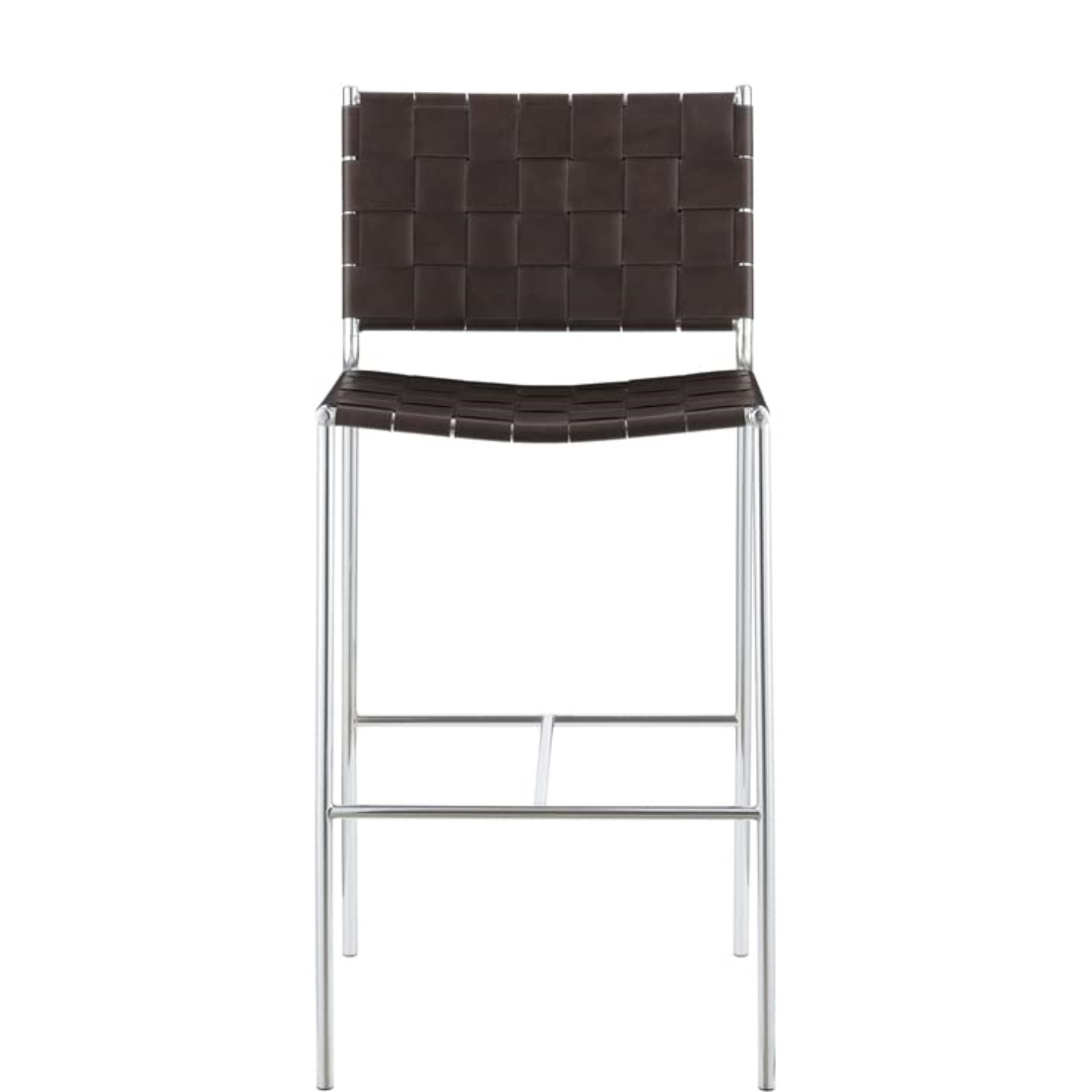 Adelaide Upholstered Bar Stool with Open Back Brown and Chrome