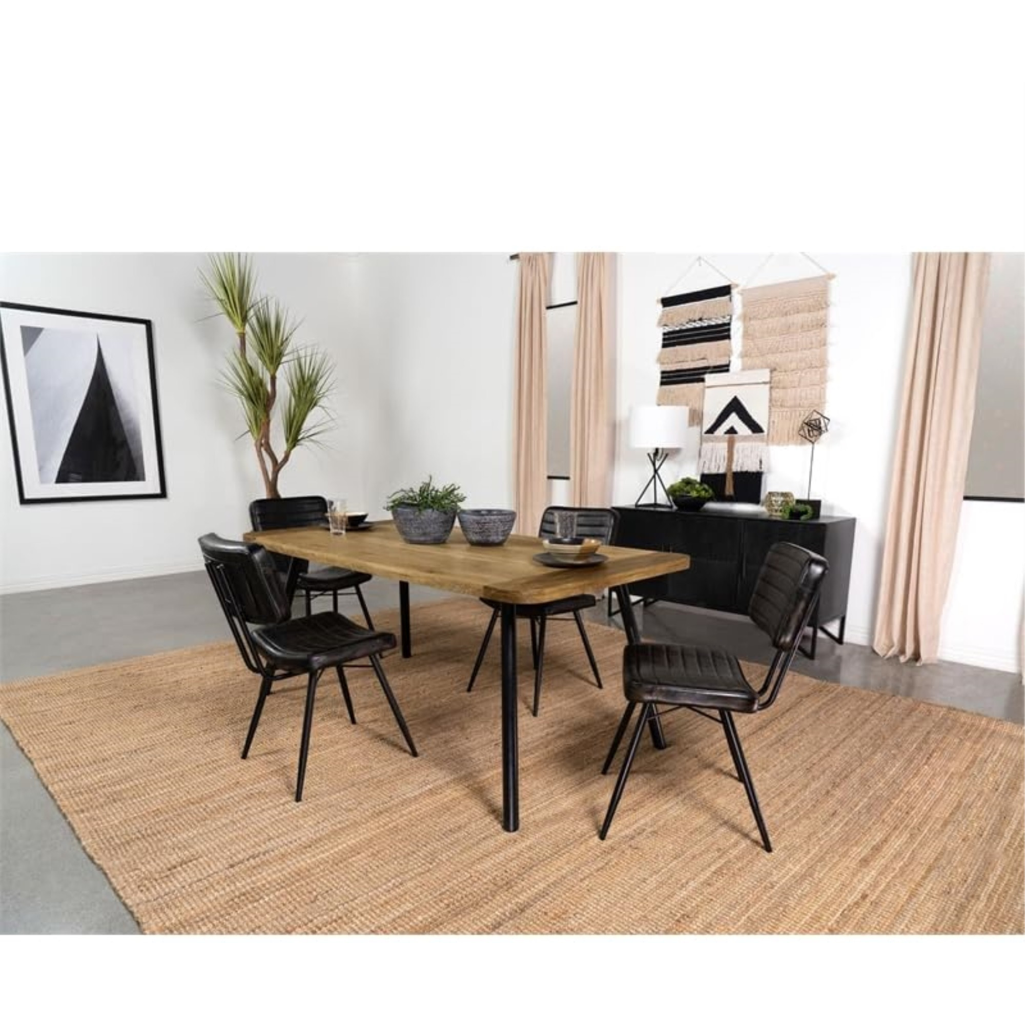 Maverick Rectangular Dining Bench Natural Mango and Black