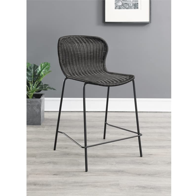 Mckinley Upholstered Counter Height Stools with Footrest (Set of 2) Brown and Sandy Black