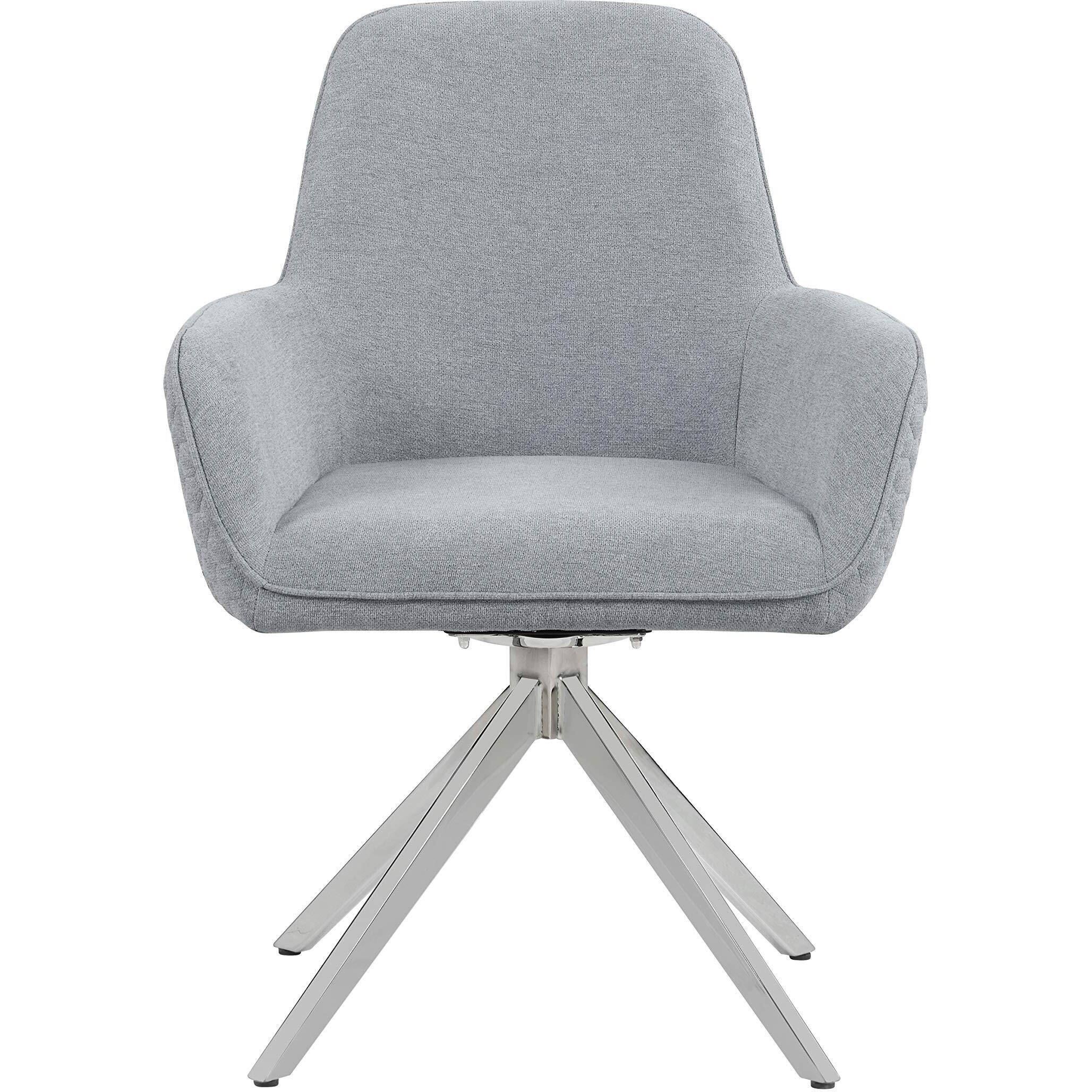 Abby Flare Arm Side Chair Light Grey and Chrome