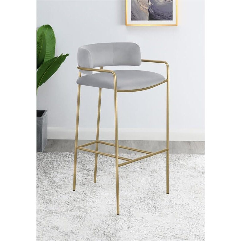 Comstock Upholstered Low Back Stool Grey and Gold