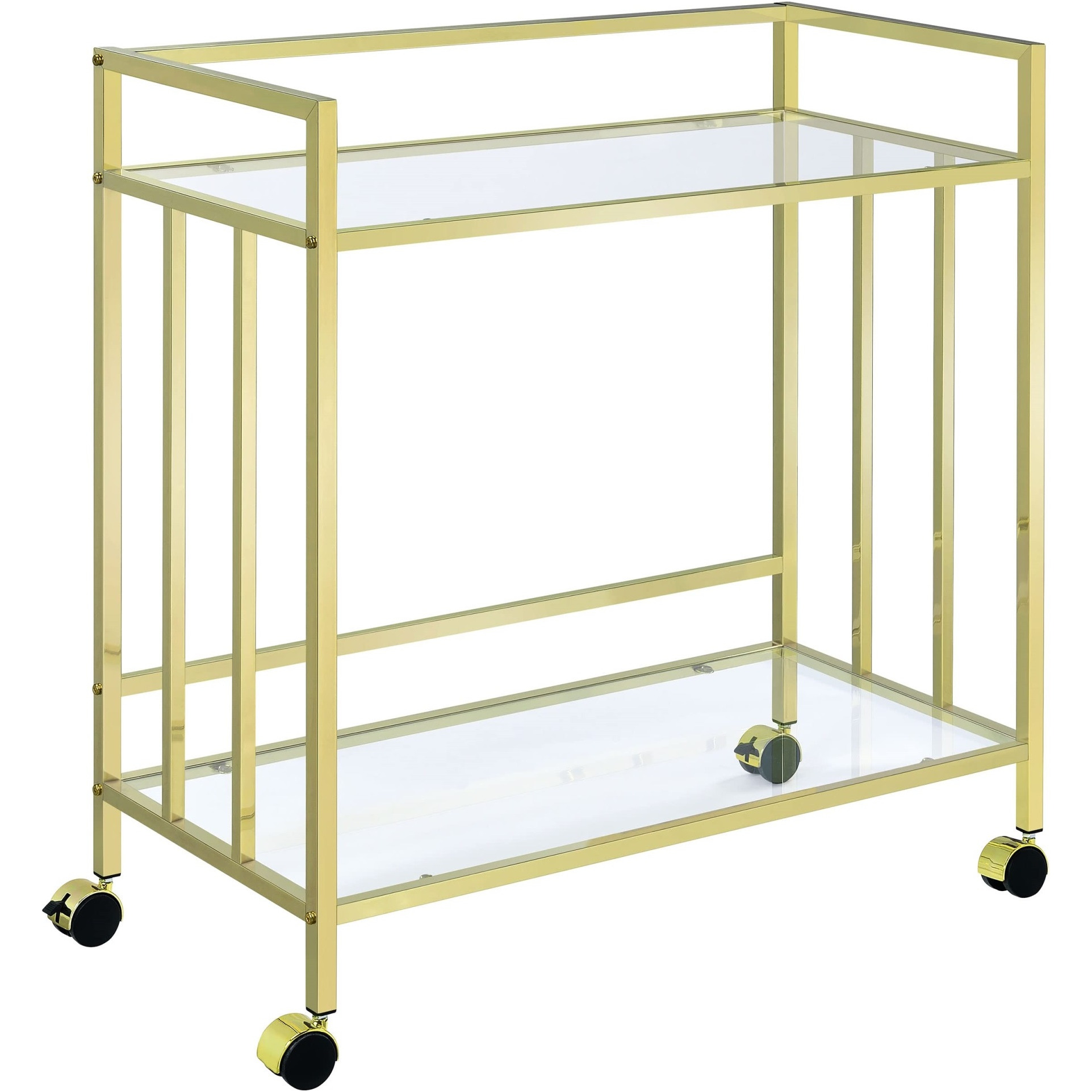 Cara Rectangular Glass Bar Cart Brass