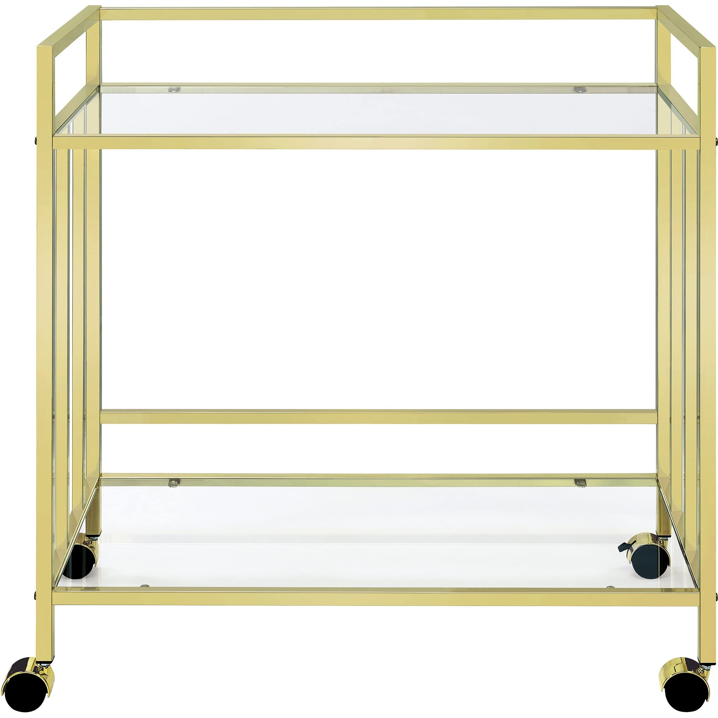 Cara Rectangular Glass Bar Cart Brass