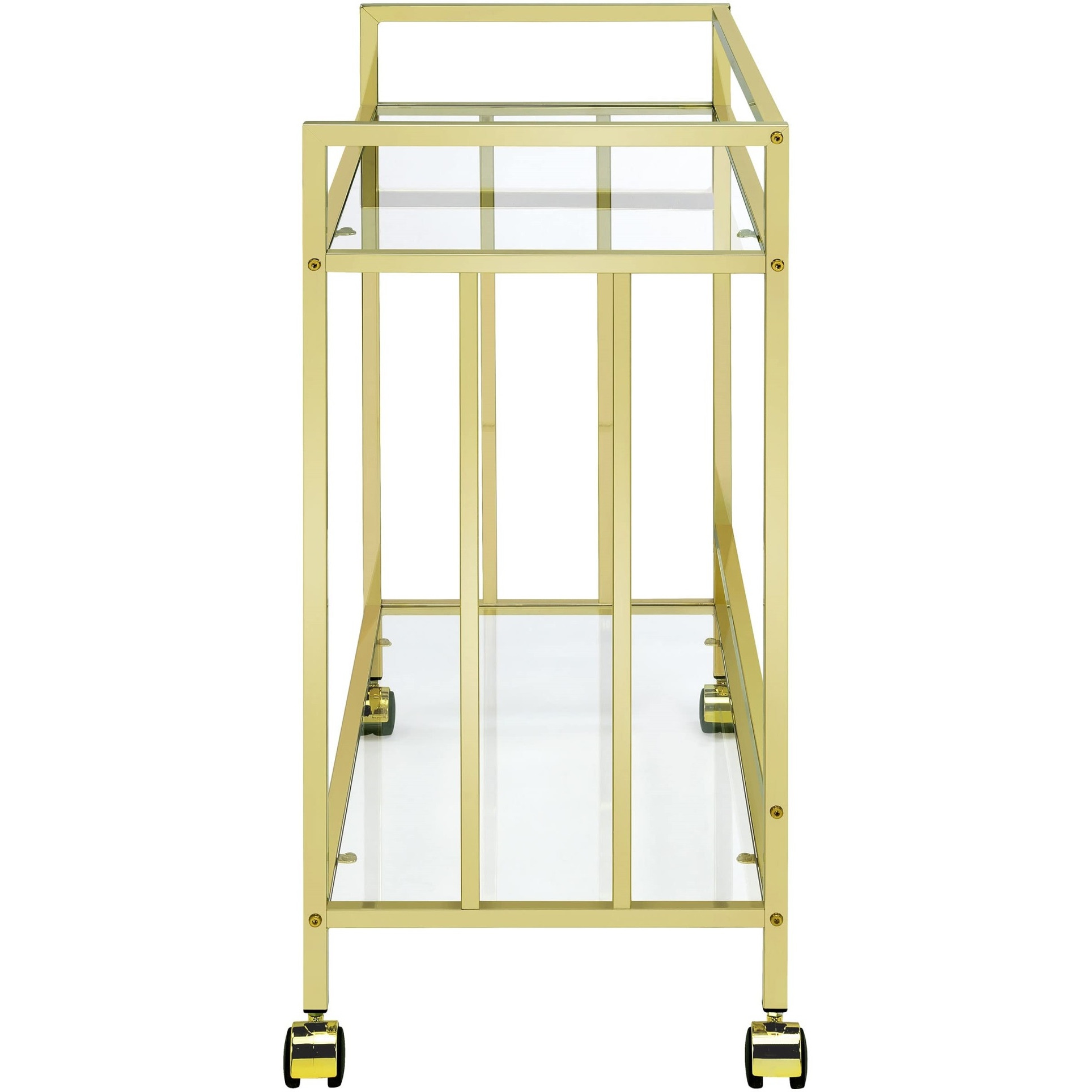 Cara Rectangular Glass Bar Cart Brass
