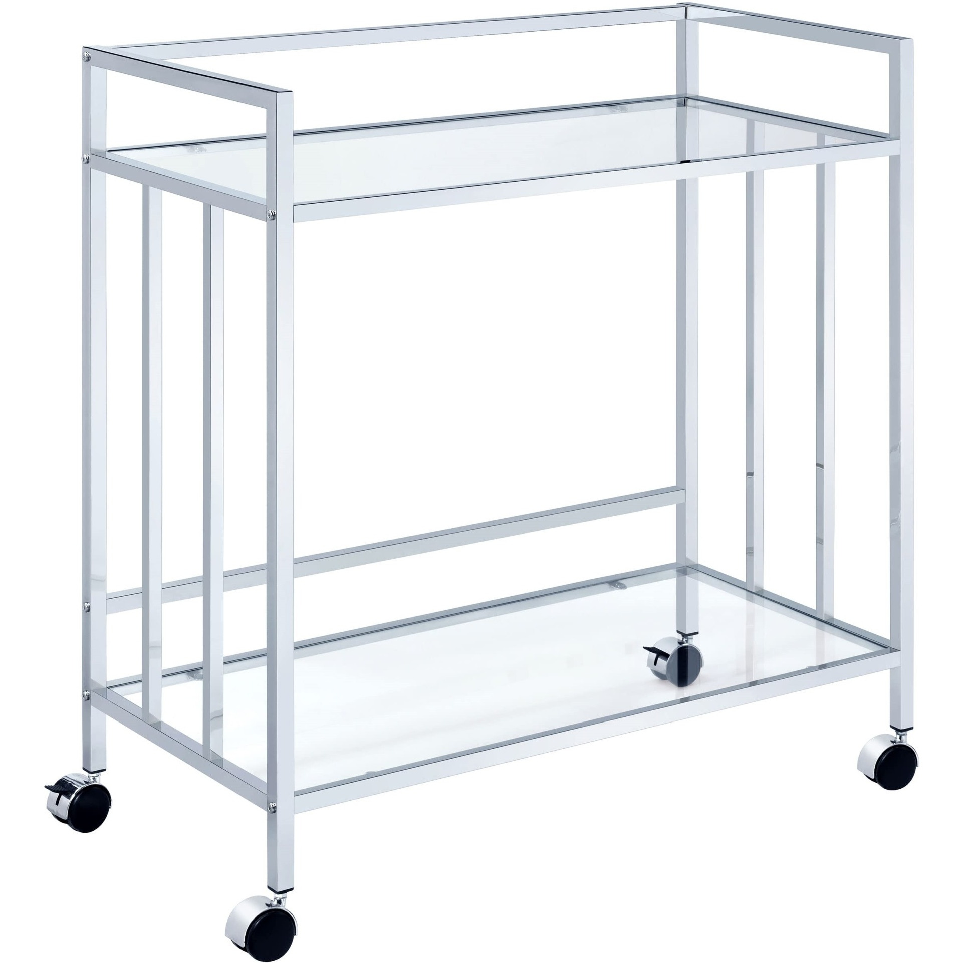 Cara Rectangular Glass Bar Cart Chrome