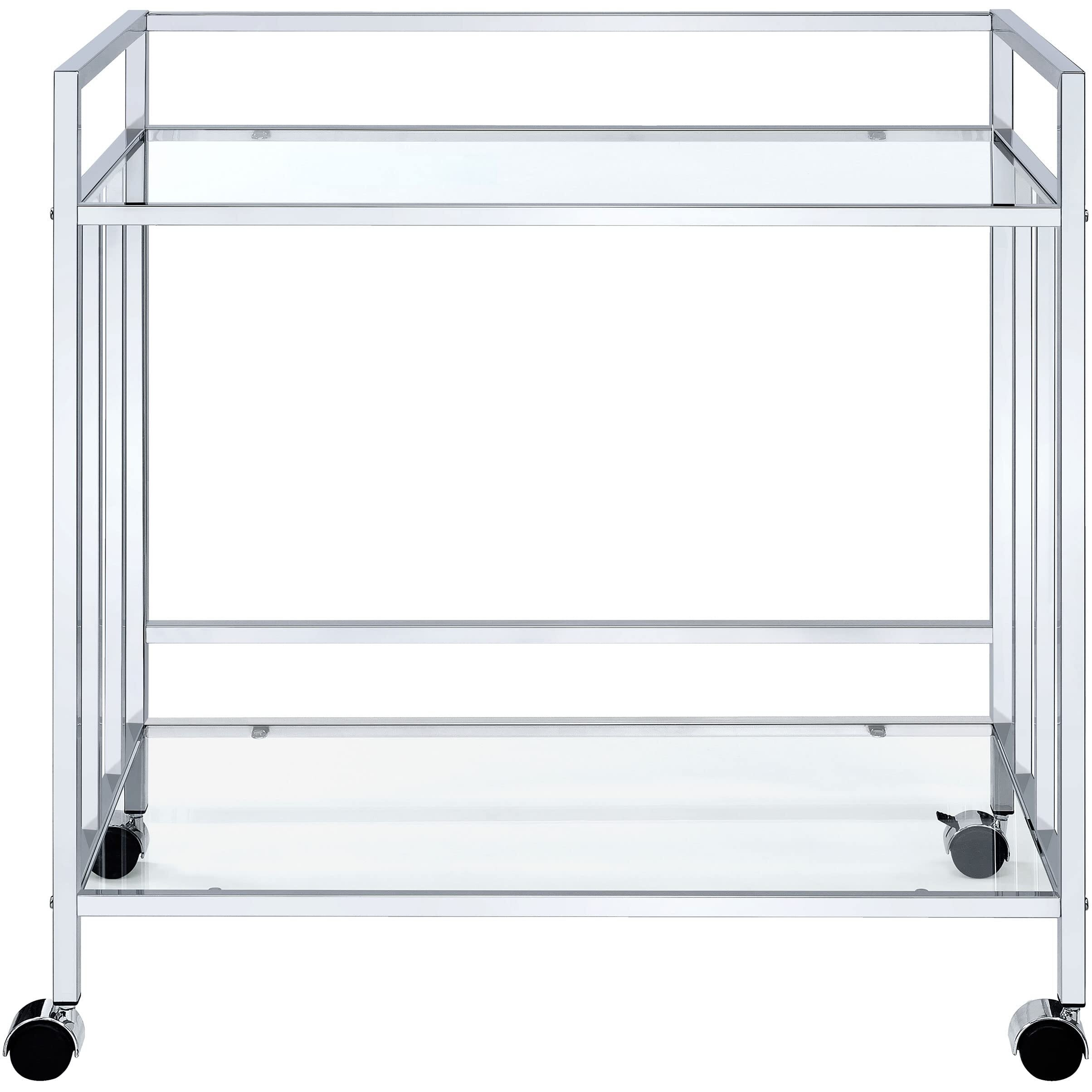 Cara Rectangular Glass Bar Cart Chrome