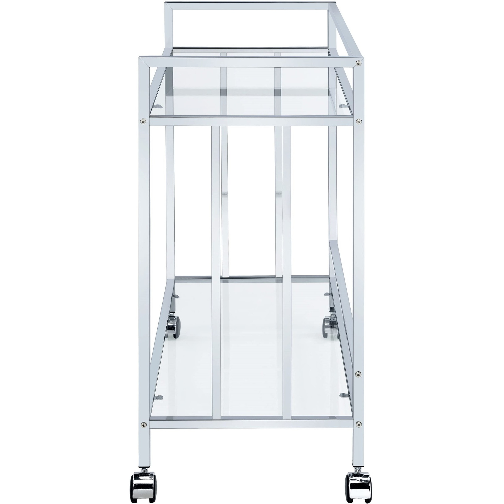 Cara Rectangular Glass Bar Cart Chrome