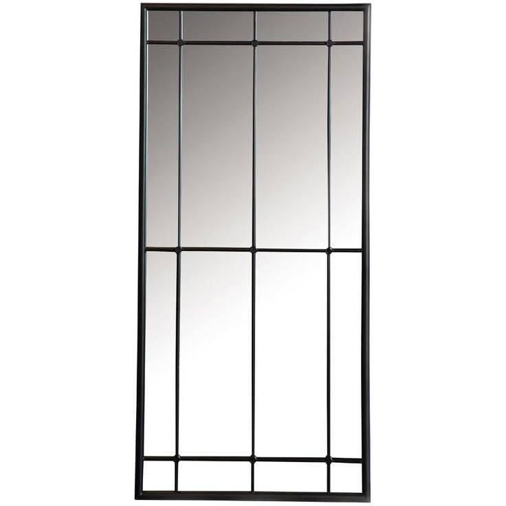 Annetta Rectangular Window Pane Wall Mirror Black