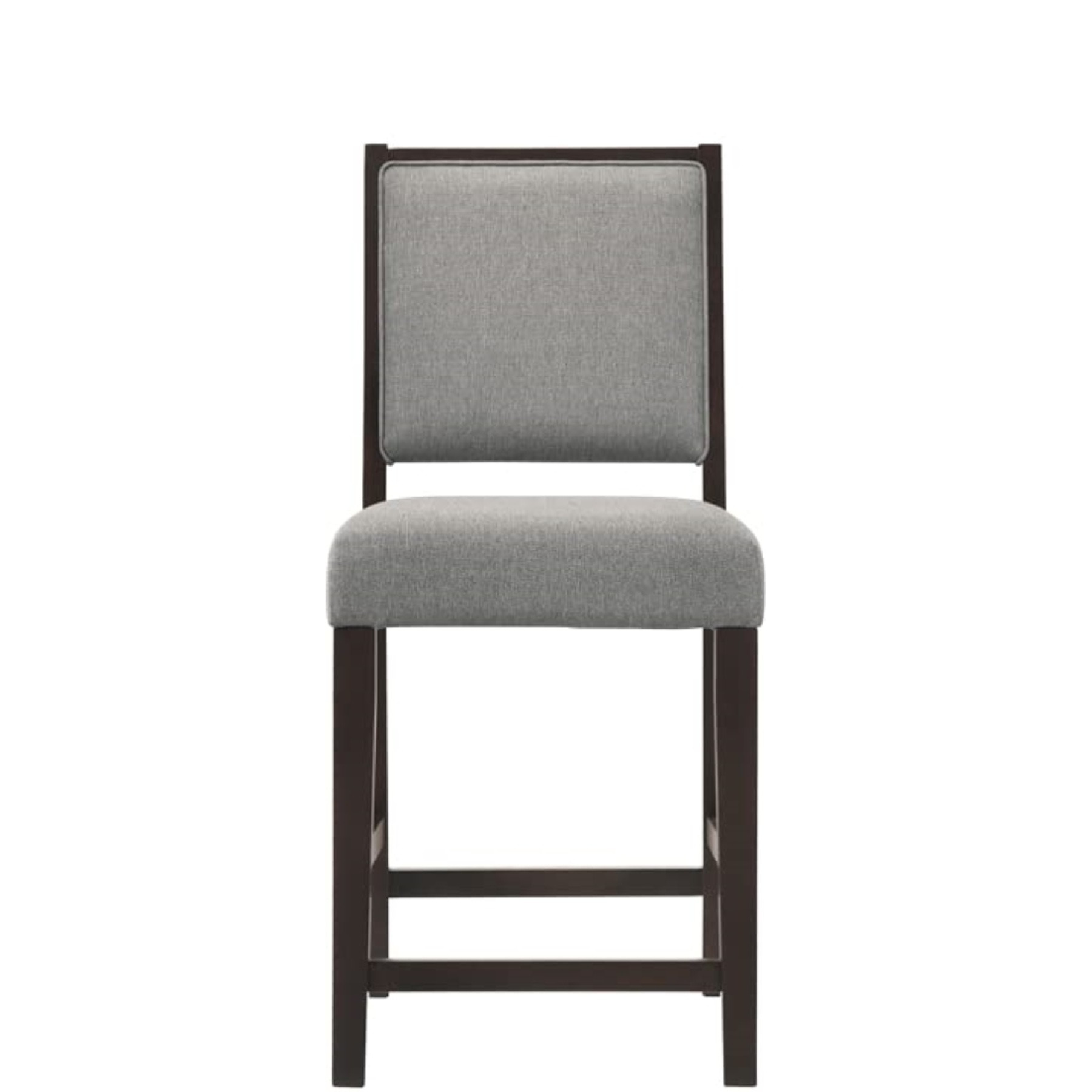 Bedford Upholstered Open Back Counter Height Stools with Footrest (Set of 2) Grey and Espresso