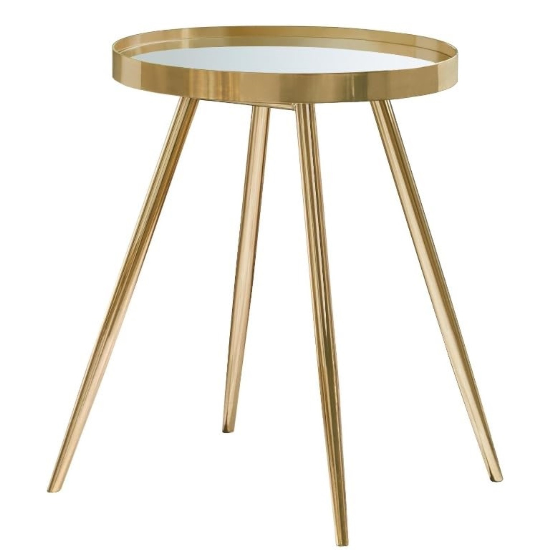 Kaelyn Round Mirror Top End Table Gold