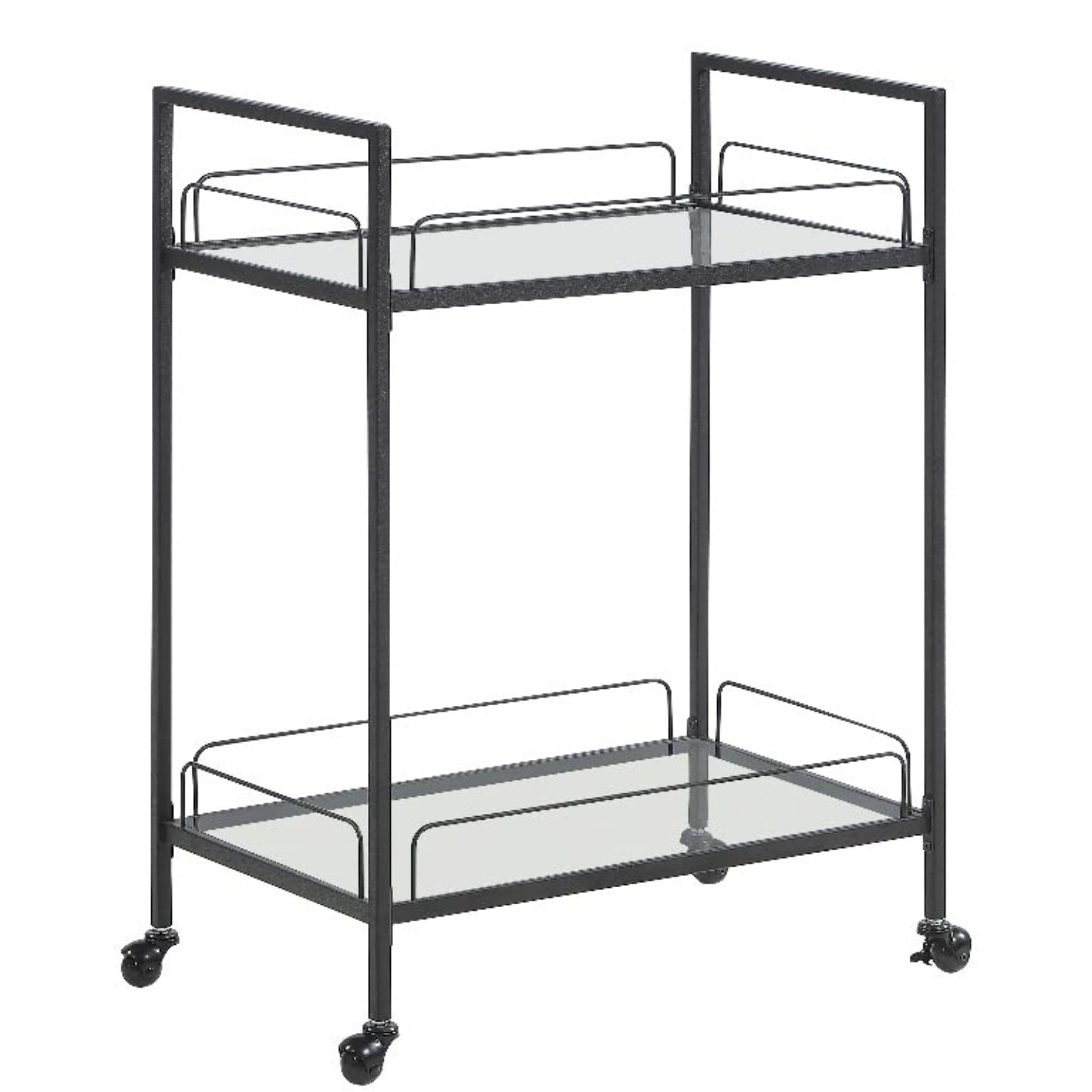 Curltis Serving Cart with Glass Shelves Clear and Black