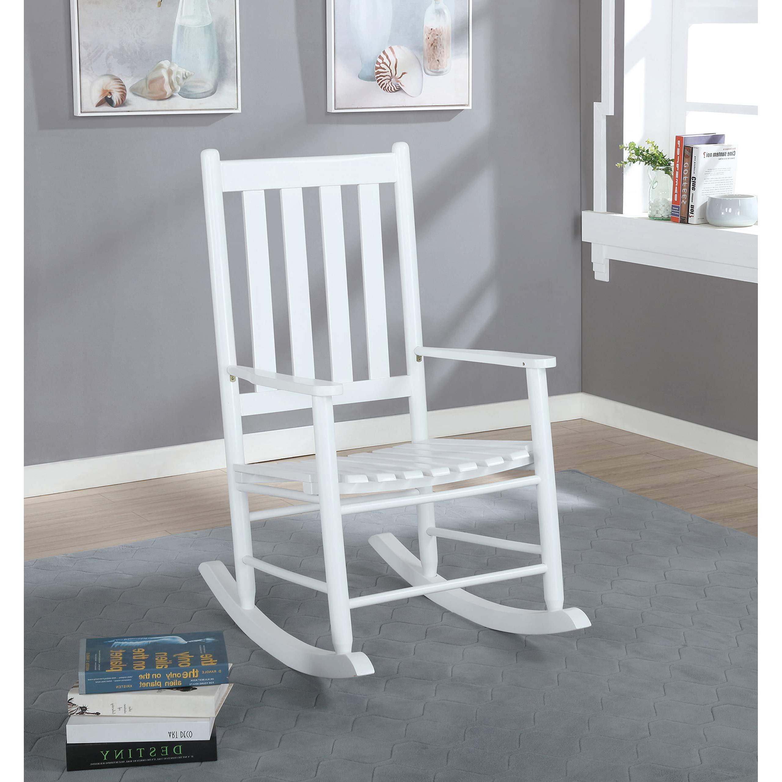 Annie Slat Back Wooden Rocking Chair White