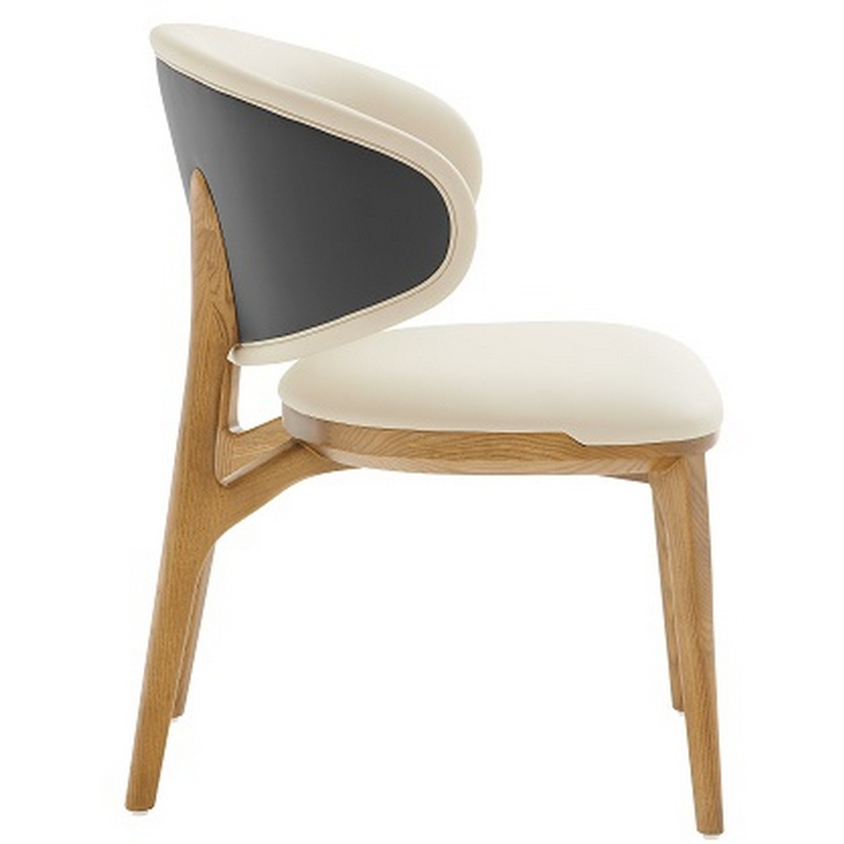 Cid 22 Inch Dining Chair, Curved Backrest, Vegan Faux Leather, Cream Fabric
