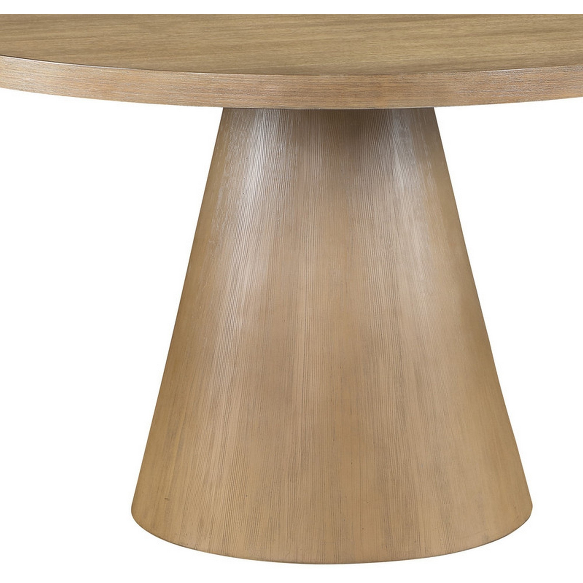 Deli 5 Piece Round Dining Table Set, 4 Seater Table, Gray Linen Chairs