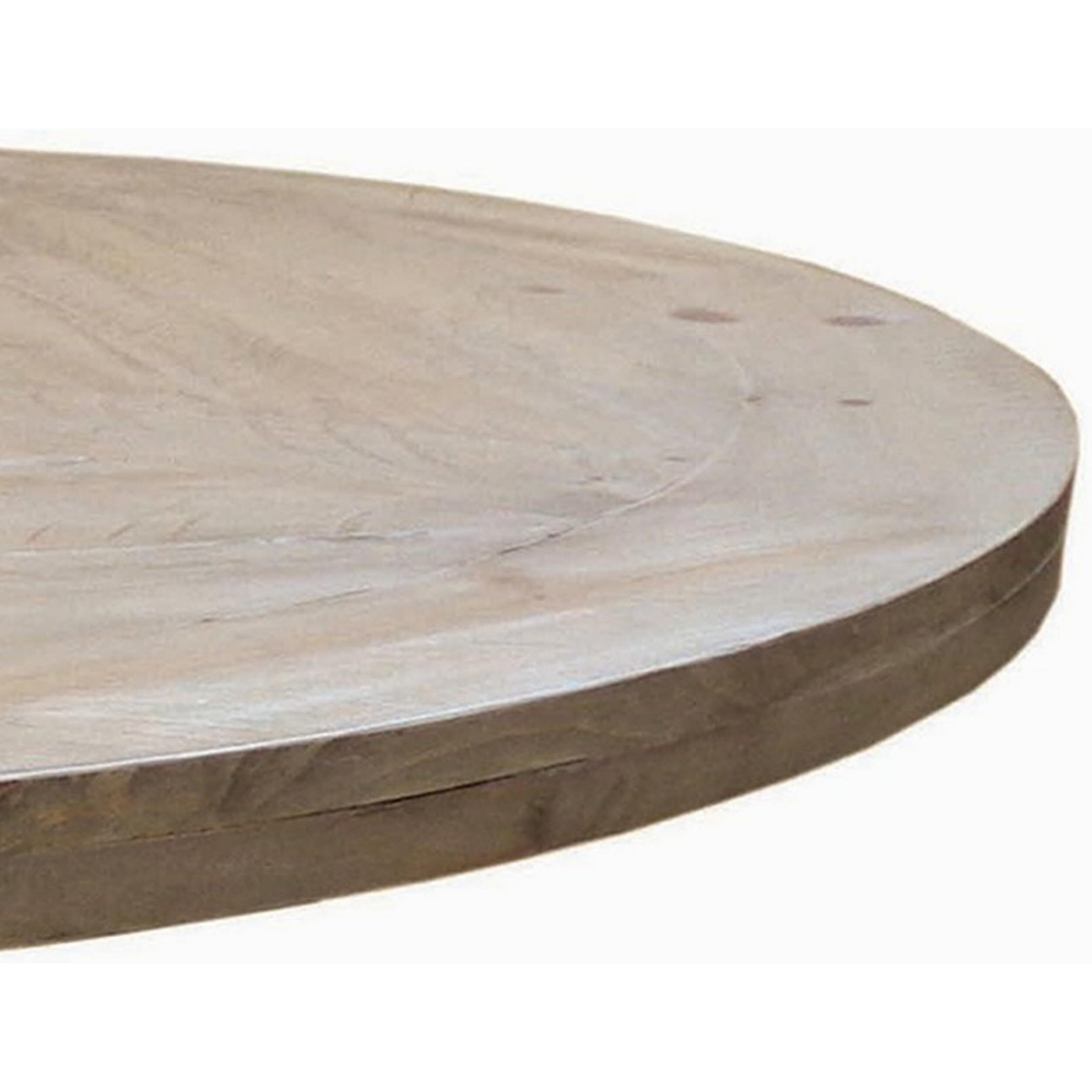 Som 60 Inch Round Dining Table, Cross Pedestal Base, Rustic Smoke Brown