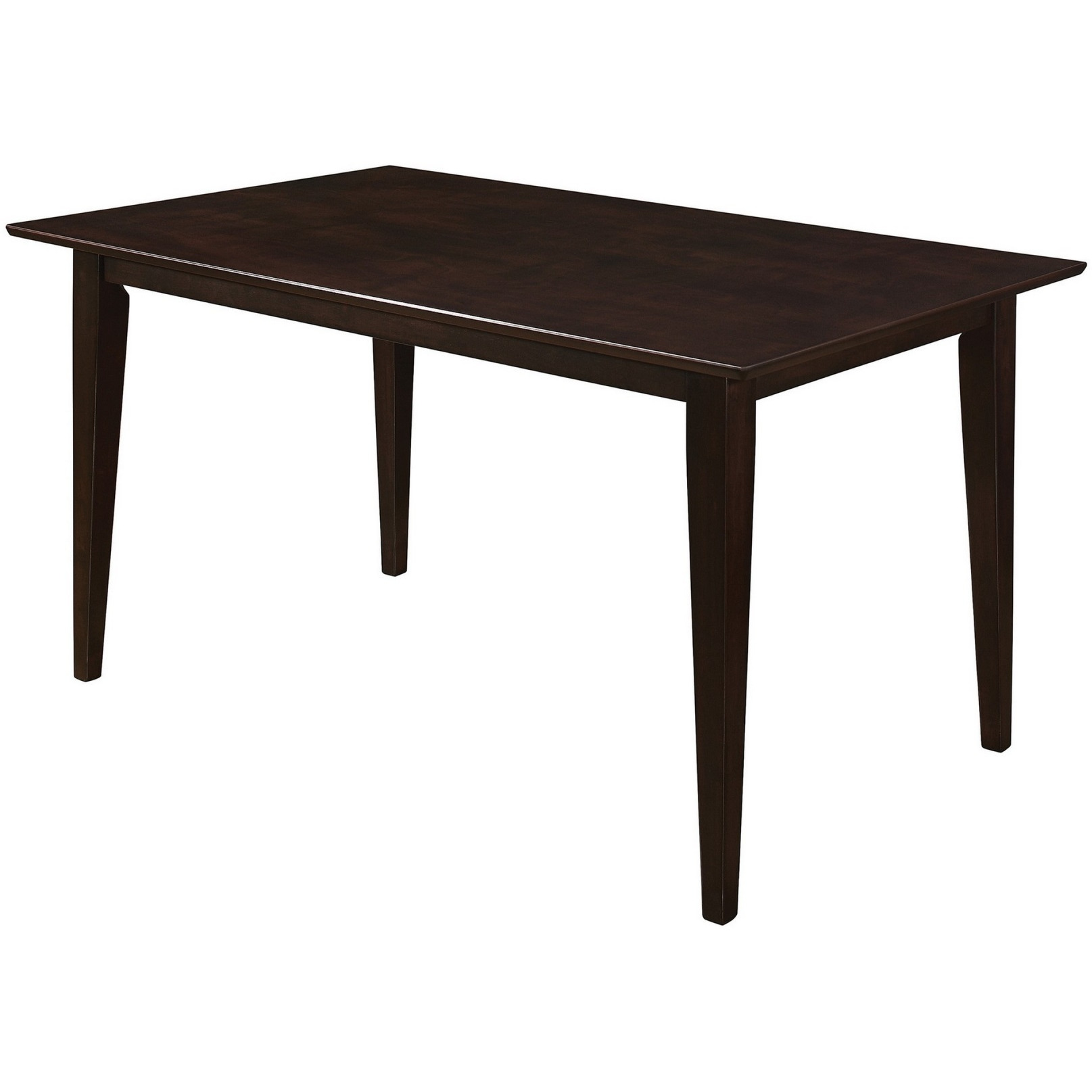 59 Inch Rectangular Dining Table, Tapered Legs, Dark Cappuccino Brown Wood