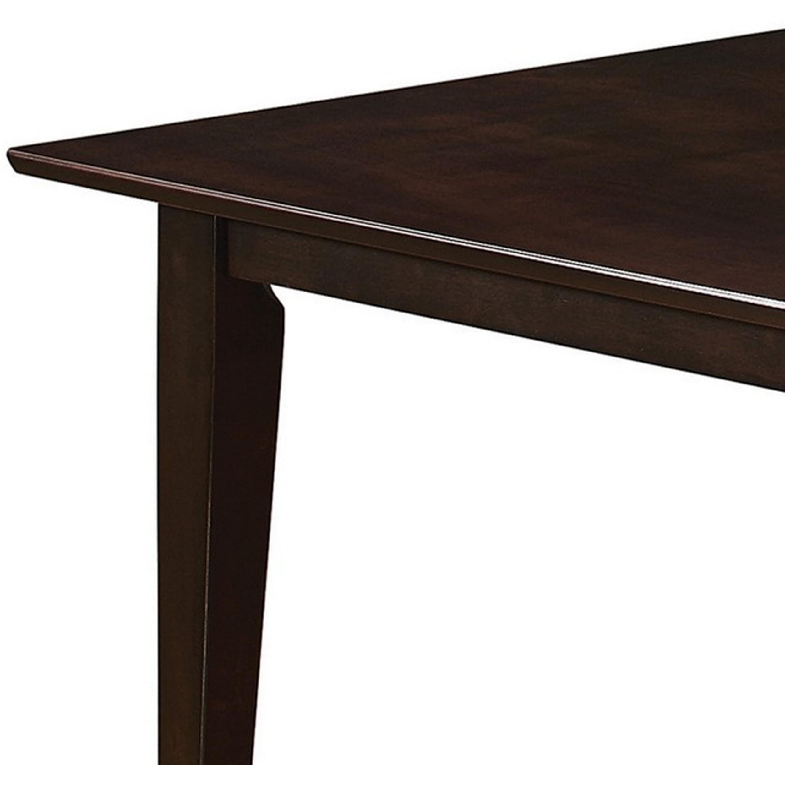 59 Inch Rectangular Dining Table, Tapered Legs, Dark Cappuccino Brown Wood