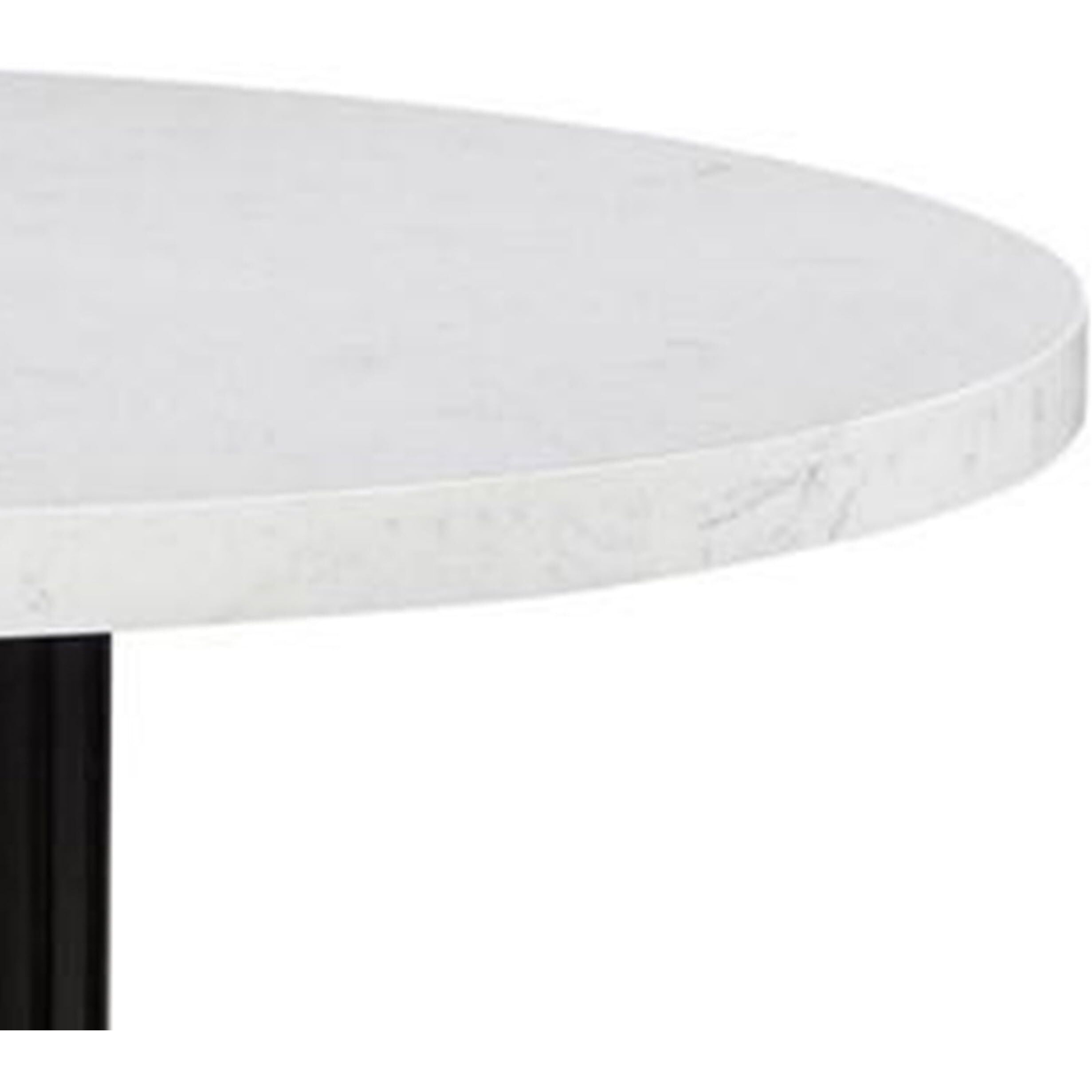 Shoy 54 Inch Round Dining Table, Cultured Marble Top, Espresso Brown Wood