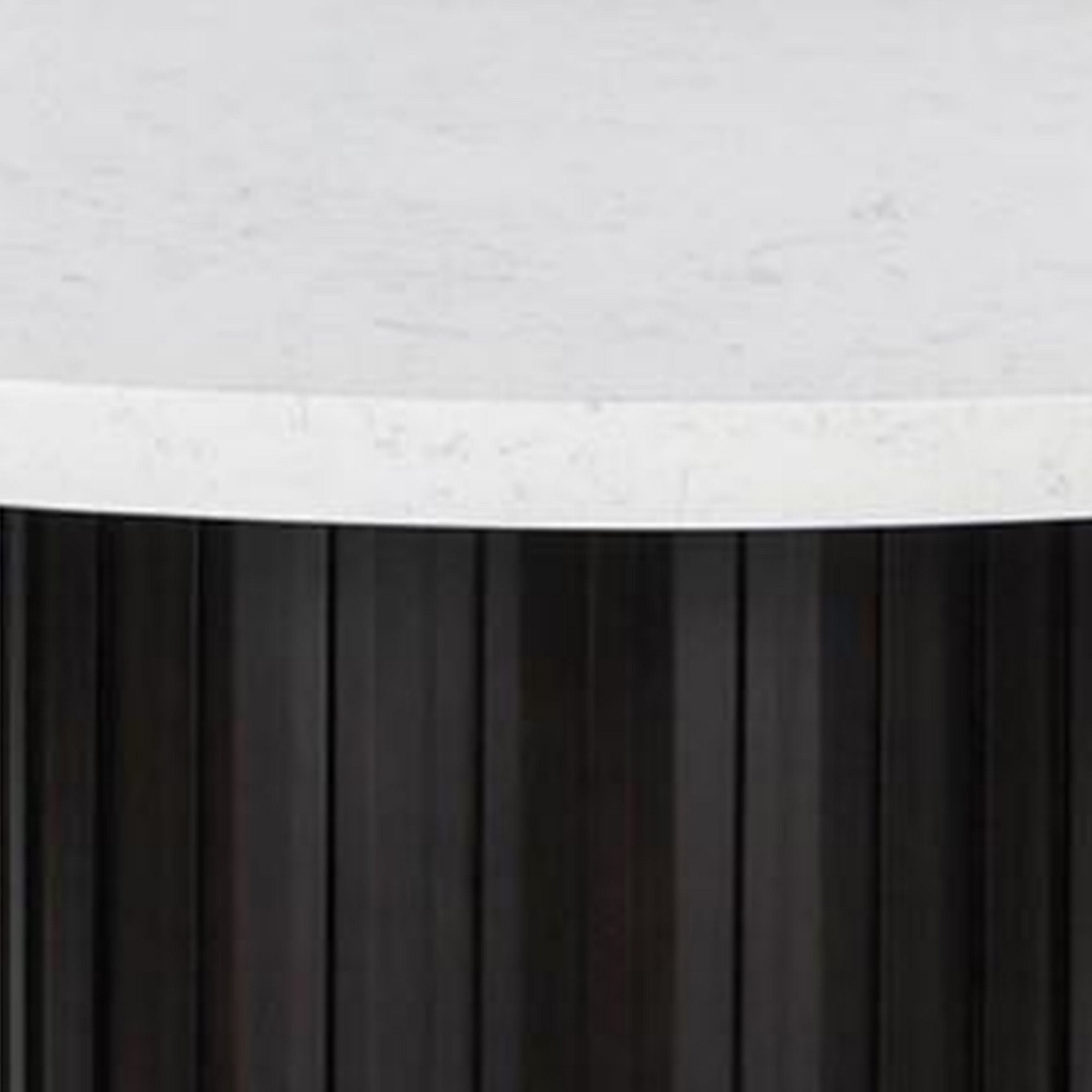 Shoy 54 Inch Round Dining Table, Cultured Marble Top, Espresso Brown Wood