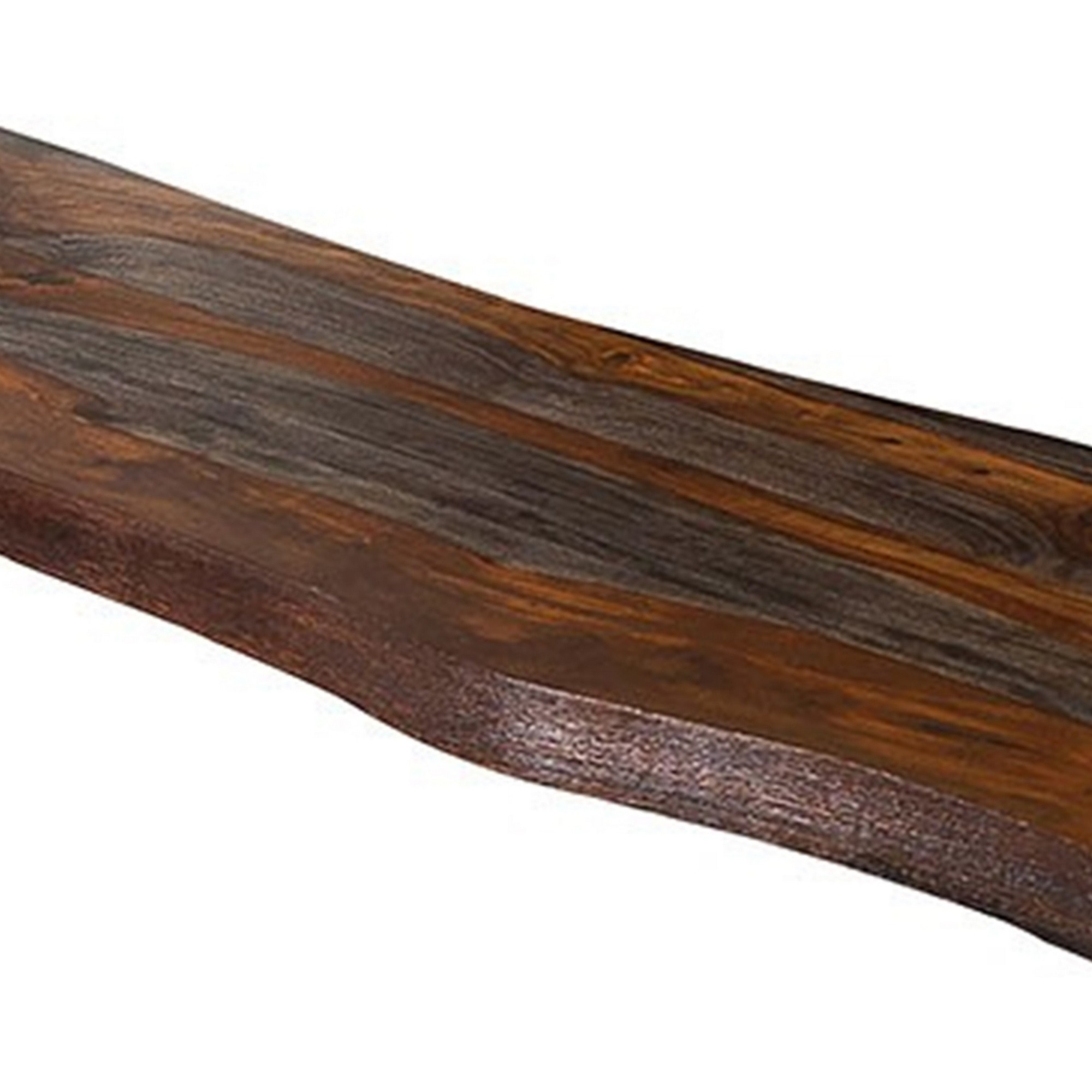 Moka 70 Inch Dining Bench, Live Edge Gray Sheesham Wood, Metal Hairpin Legs