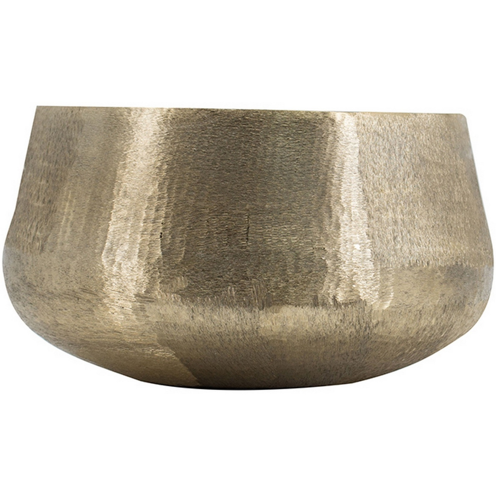 Set of 2 Metal Bowls, Seude Gold Finish, Curved Shape, Streaked Texture