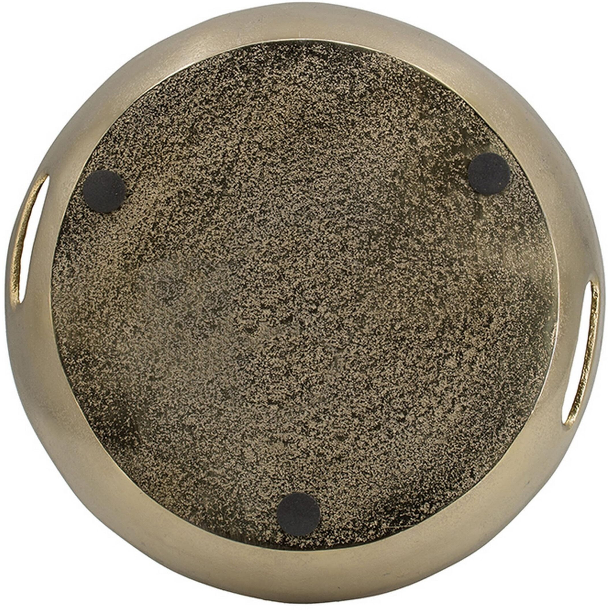 15 Inch Round Decorative Platter Tray, Sloped Rim, Texture Brass Gold