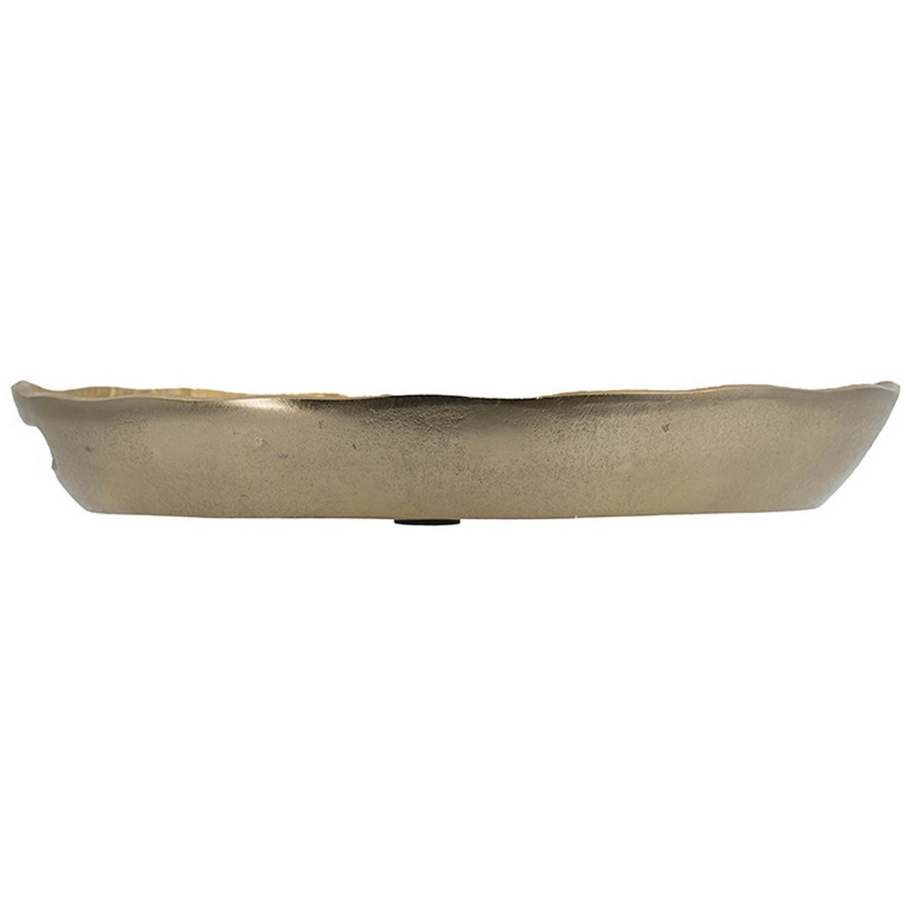 15 Inch Round Decorative Platter Tray, Sloped Rim, Texture Brass Gold