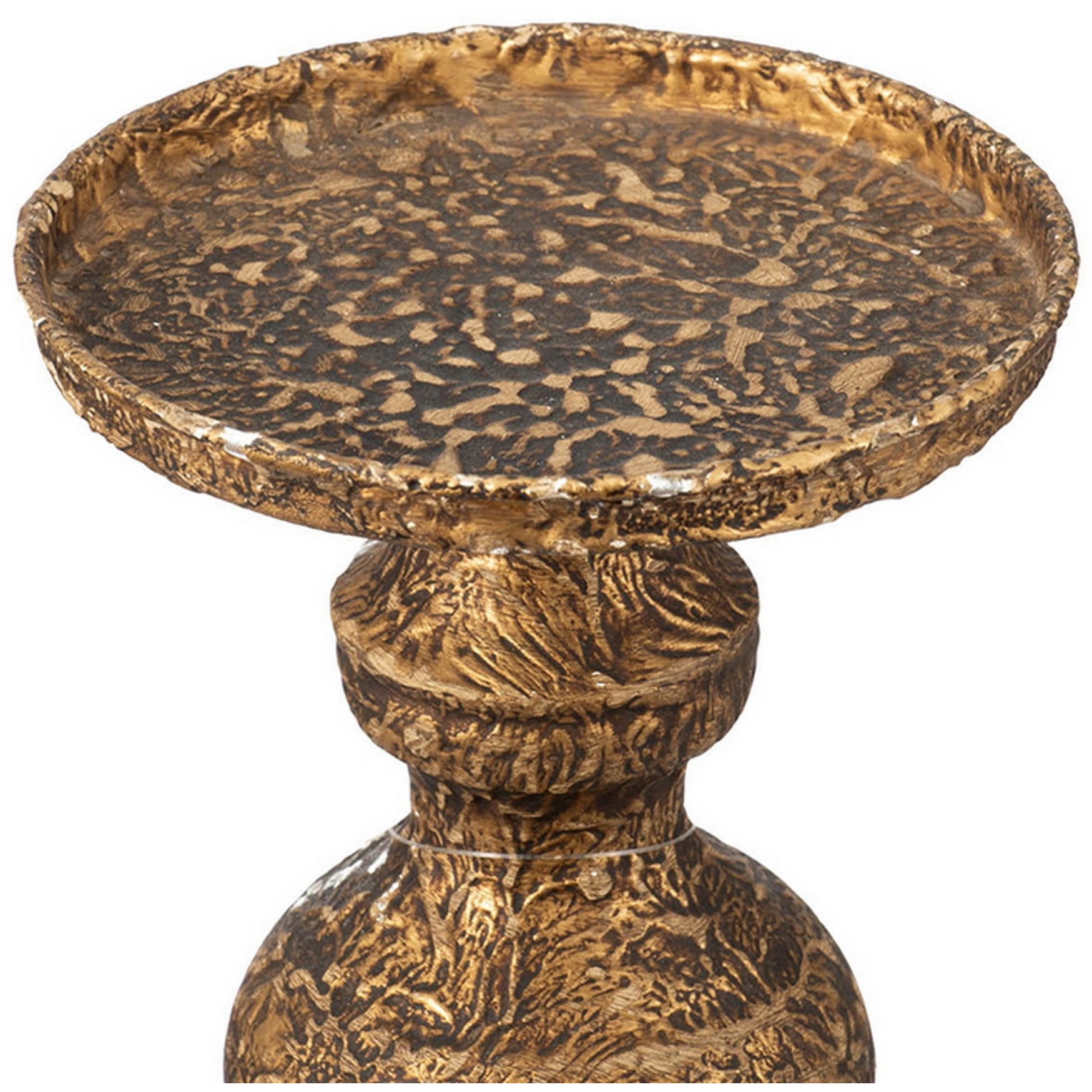 Mia 24 Inch Pillar Candle Holder, Antique Brass Metal, Turned Pedestal
