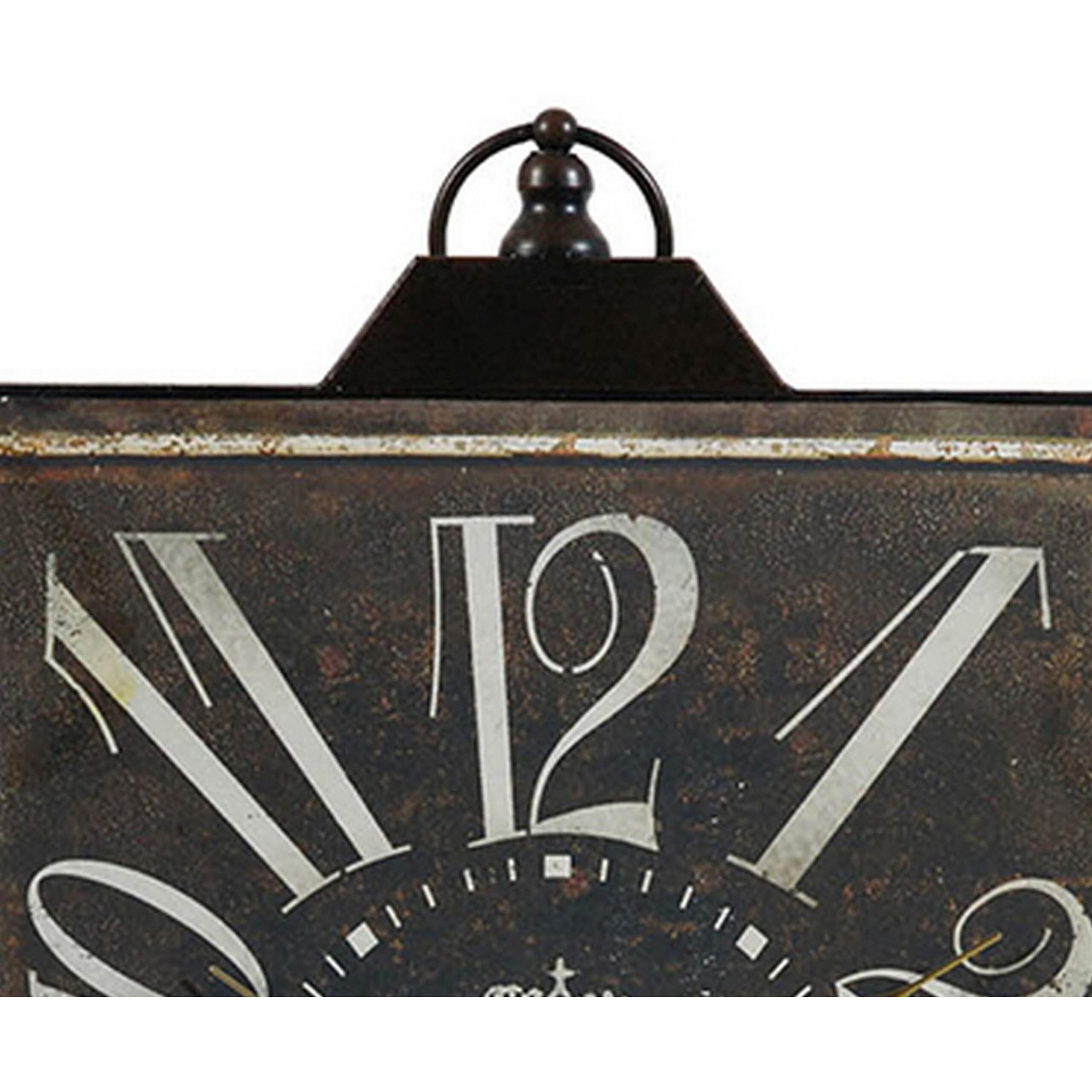 27 Inch Wall Clock, Decor, Vintage Visual Style, Distressed Black Finish