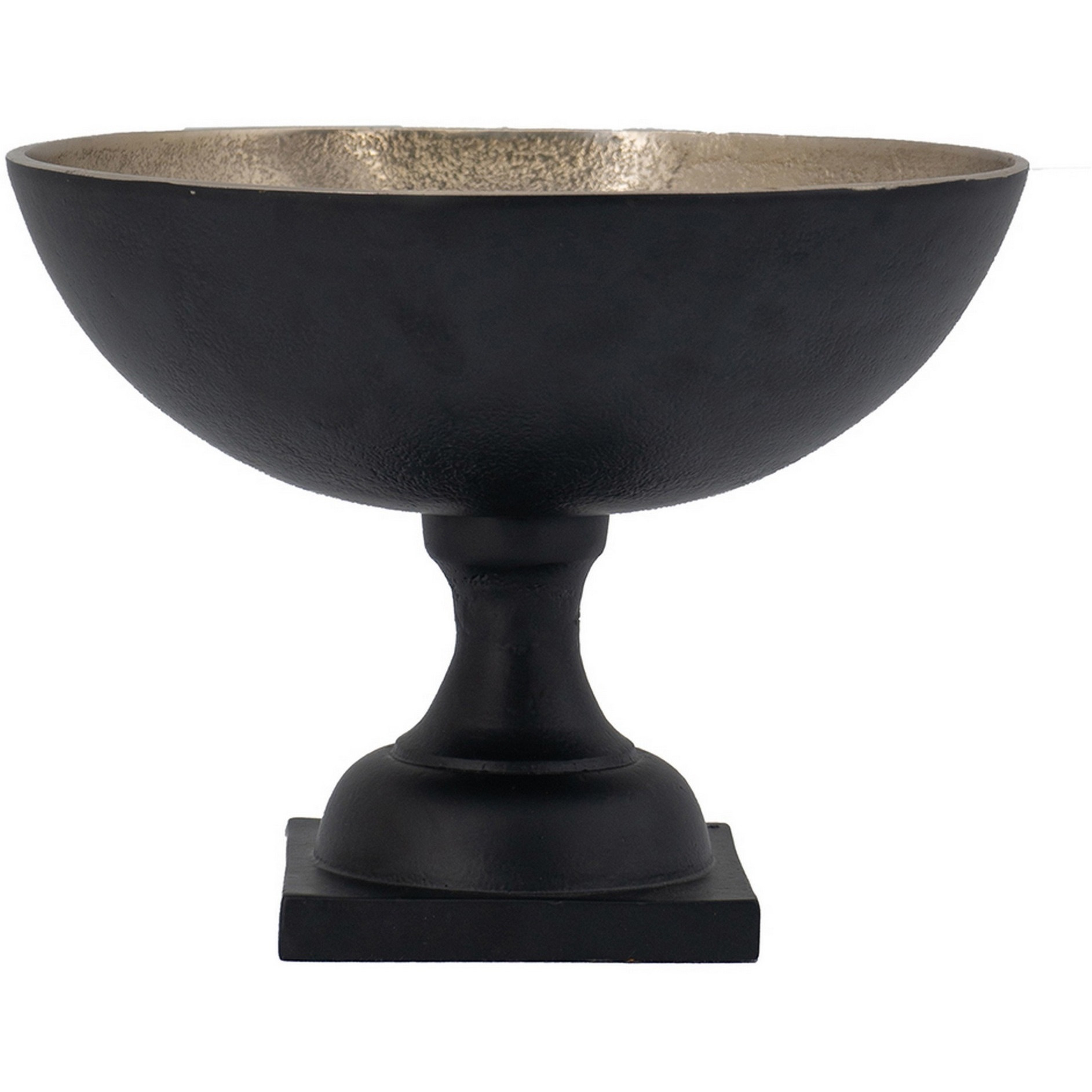 10 Inch Vintage Style Accent Bowl, Gold, Antique Black, Pedestal Stand