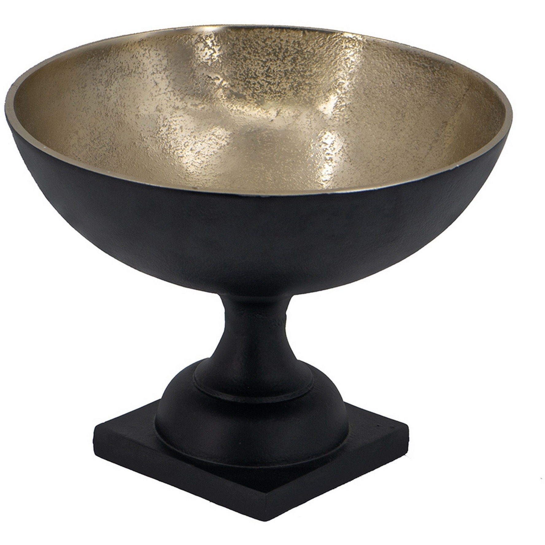 10 Inch Vintage Style Accent Bowl, Gold, Antique Black, Pedestal Stand