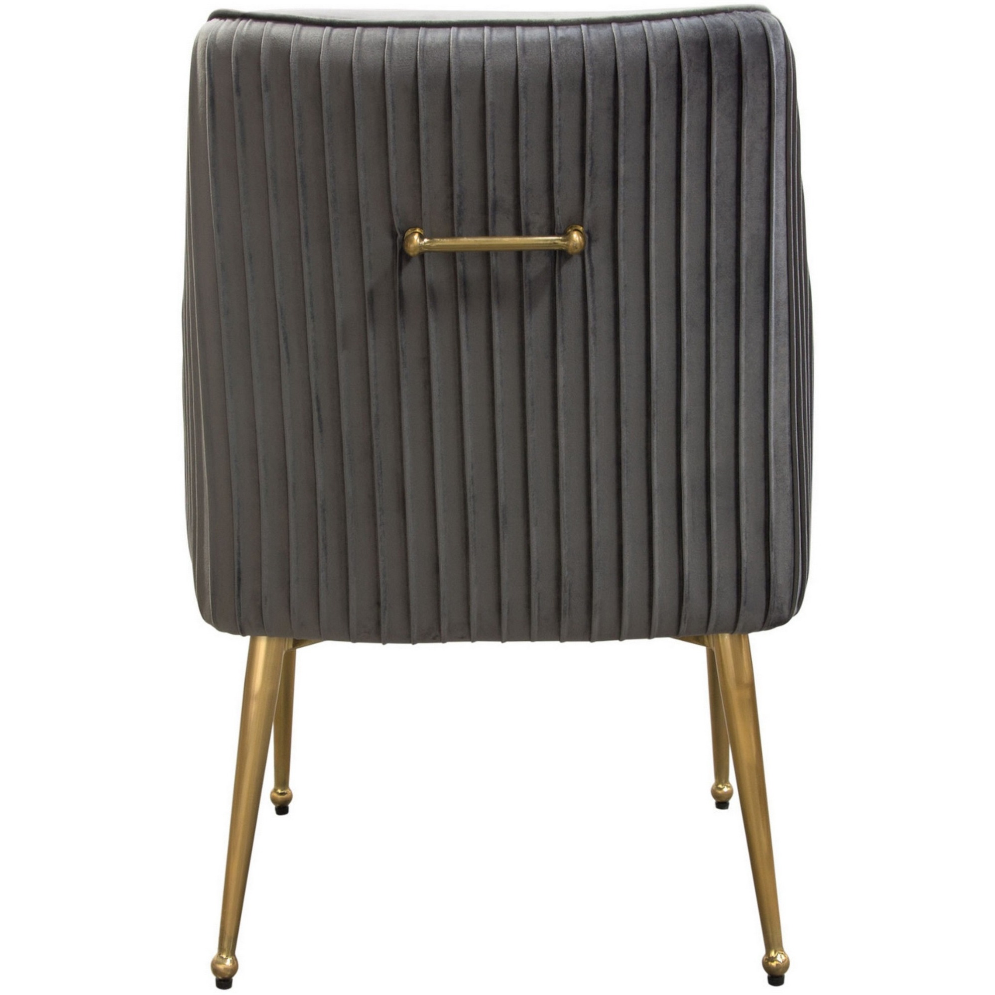 24 Inch Pleated Dining Side Chair, Set of 2, Smooth Gray Velvet Upholstery