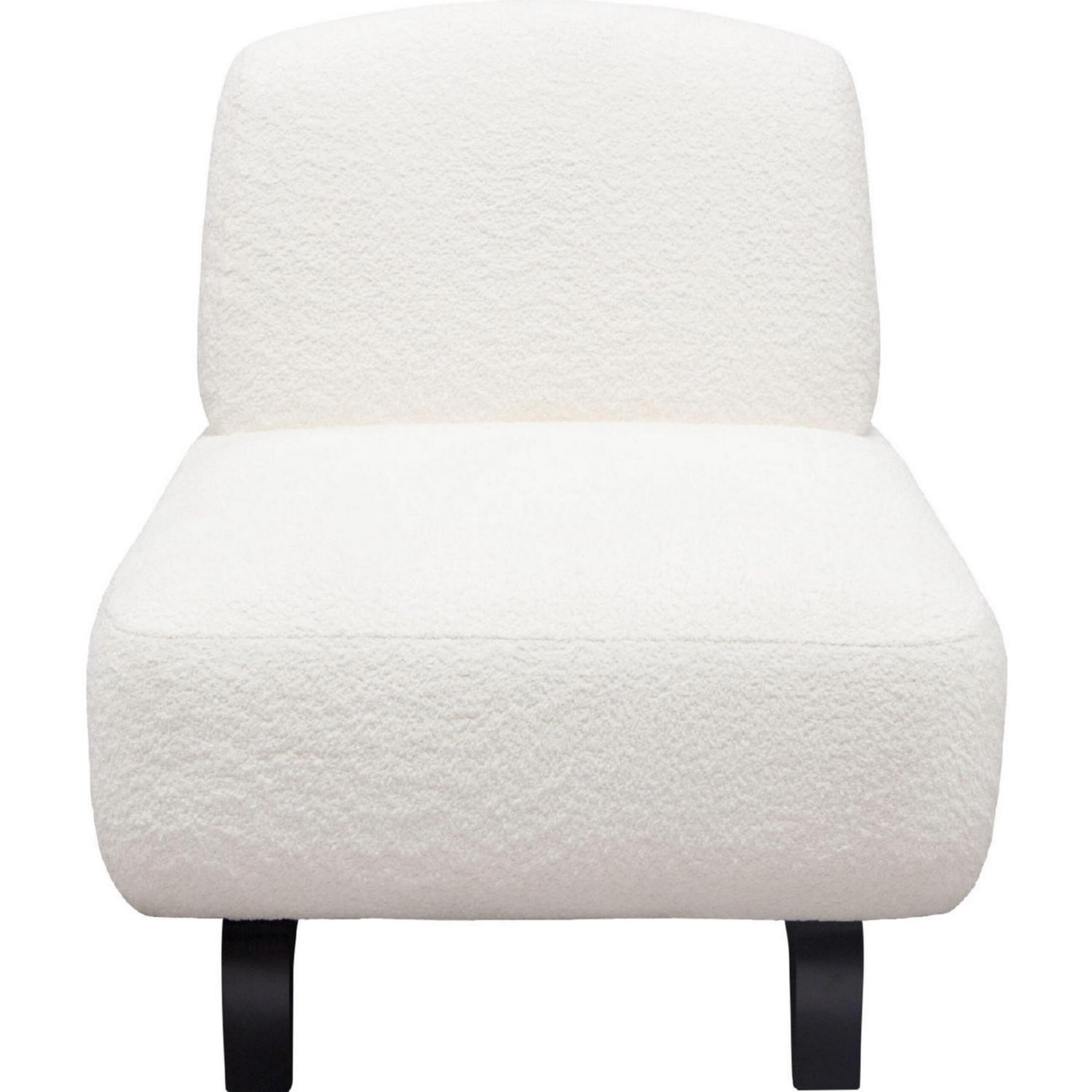 Ikka 30 Inch Padded Armless Chair, Crisp White Faux Sheepskin Upholstery