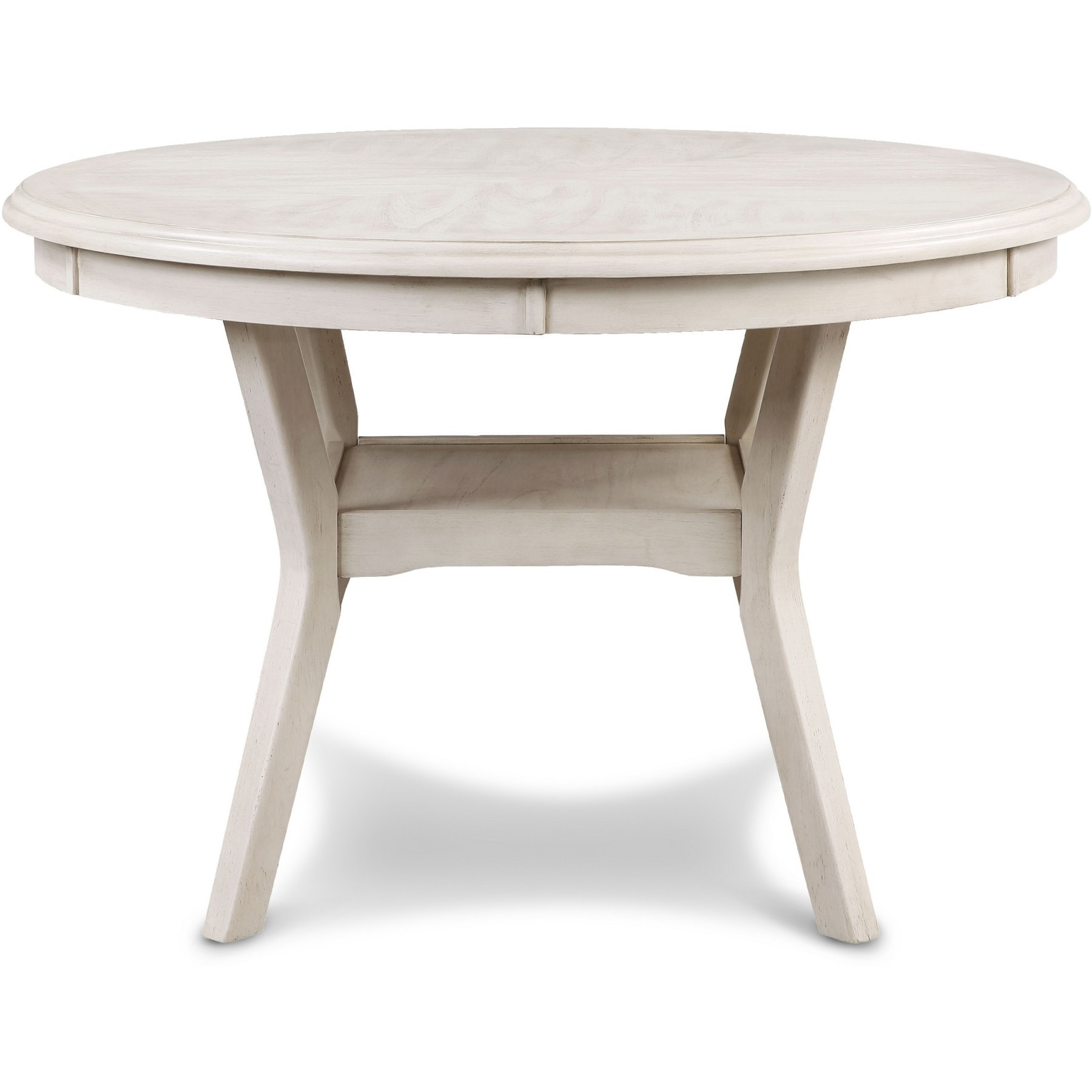 Aine 5 Piece Round Dining Table and Chair Set, White Wood, Fabric Seat