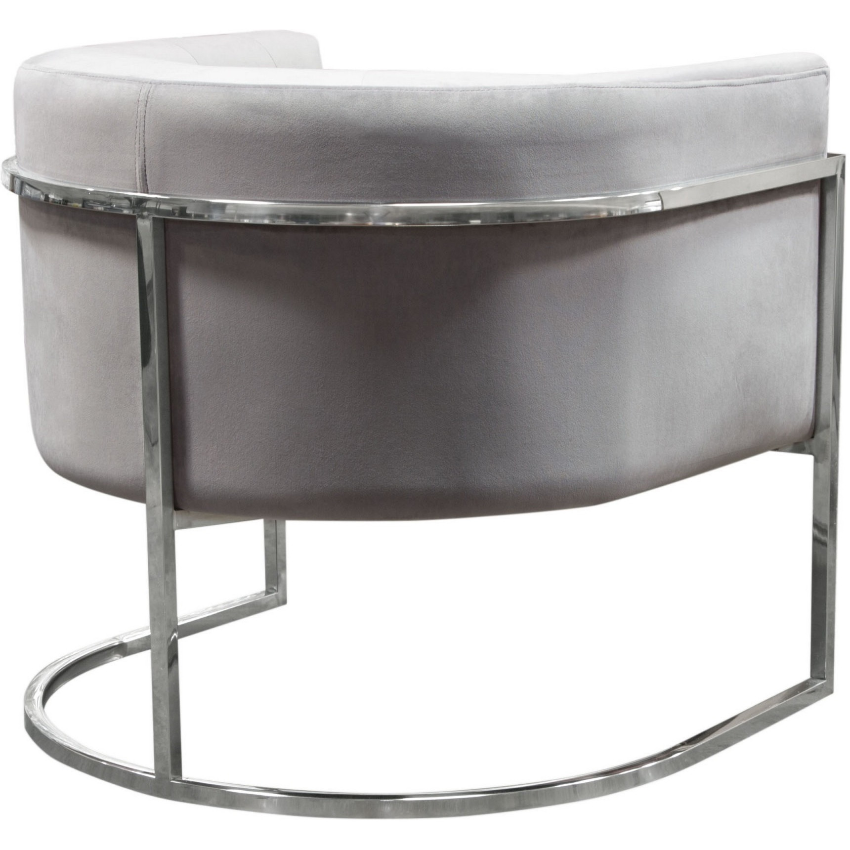 Kel 31 Inch Cantilever Accent Chair, Gray Velvet, Silver Stainless Steel