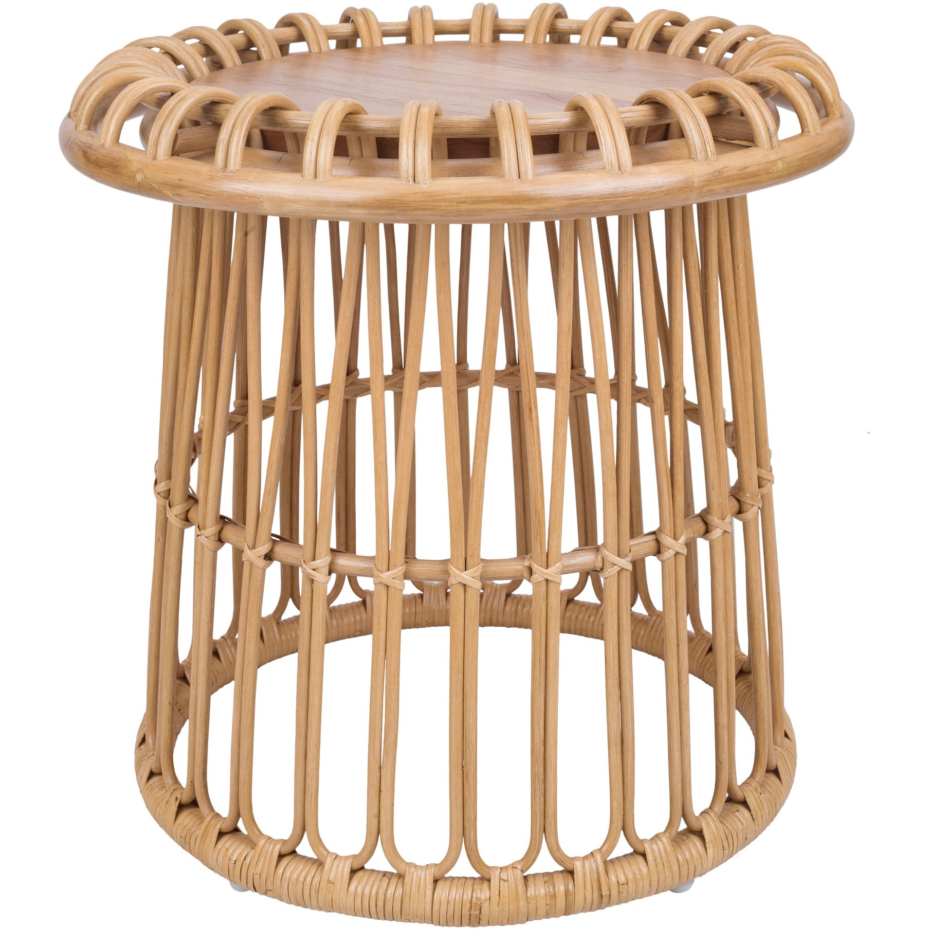 Galia Rattan Round Side/ End Table w/ Wood Top